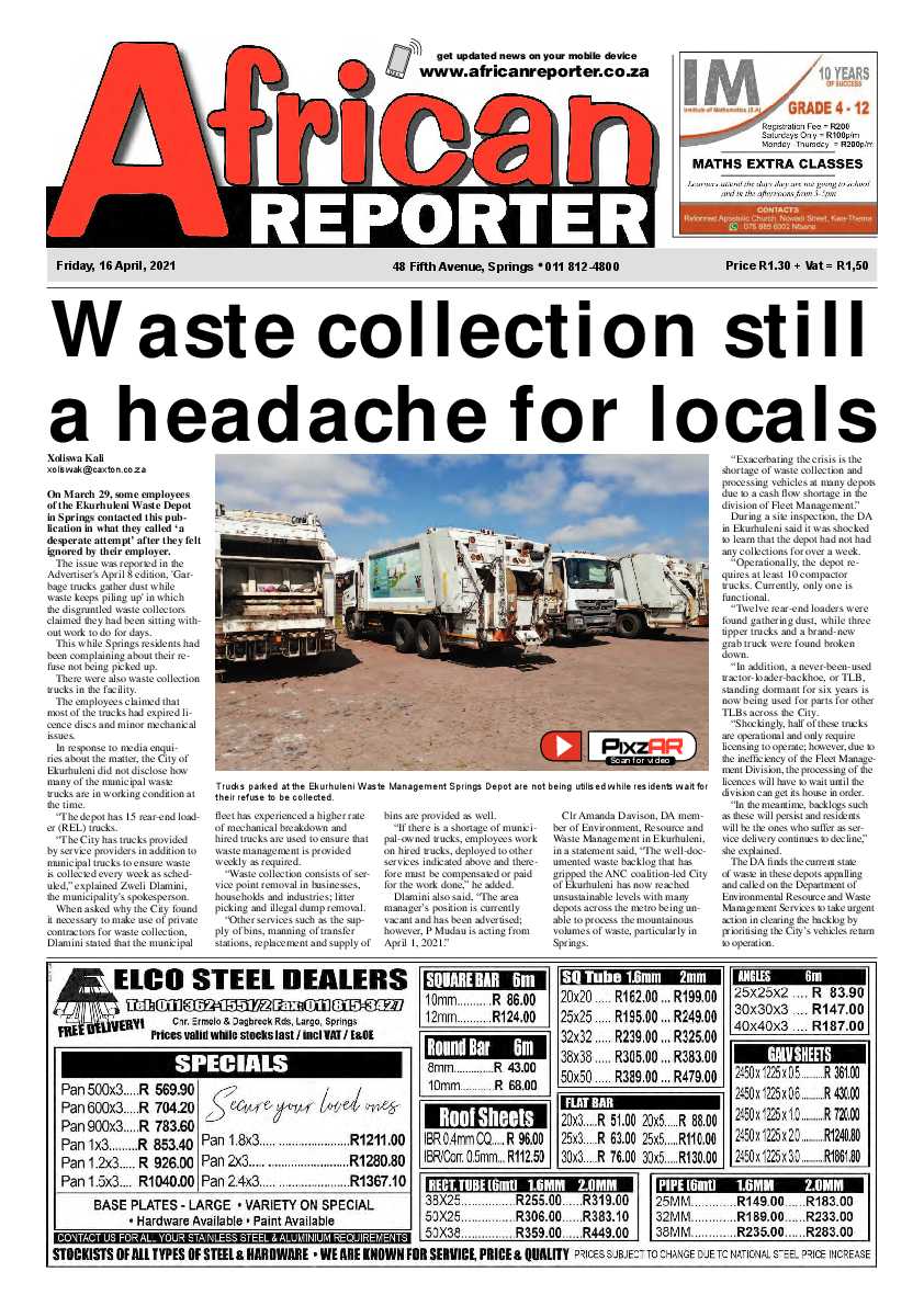 African Reporter 16 April 2021 page 1