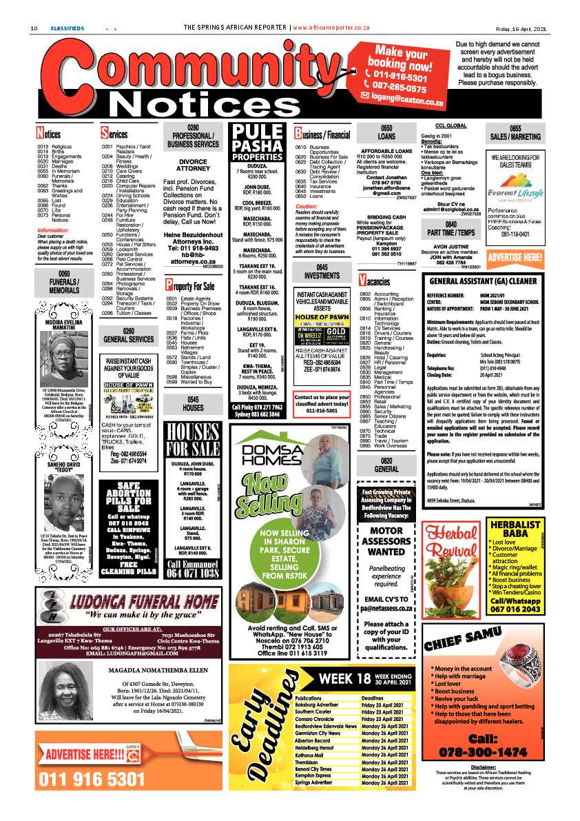 African Reporter 16 April 2021 page 10