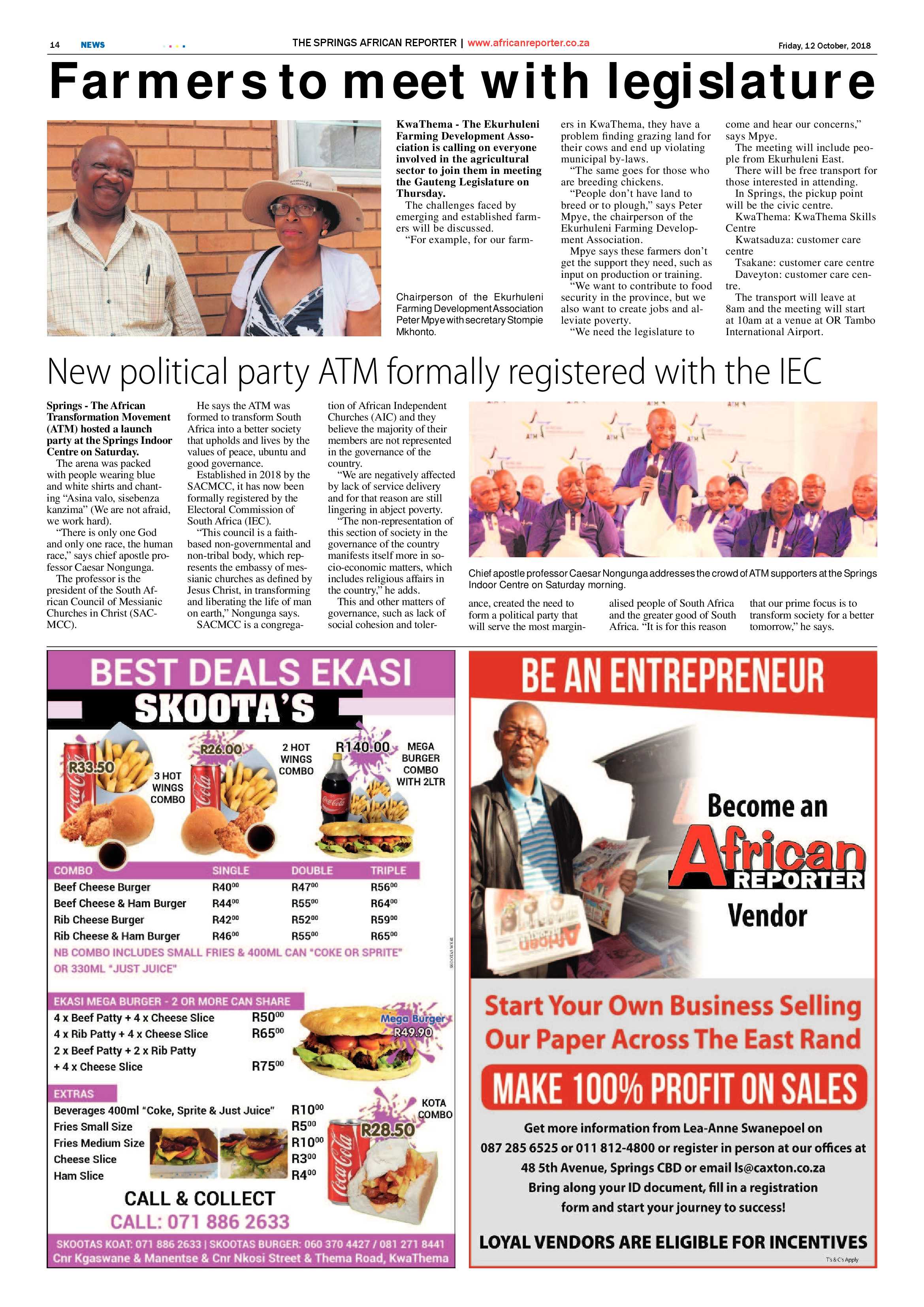 African Reporter 12 October 2018 page 14