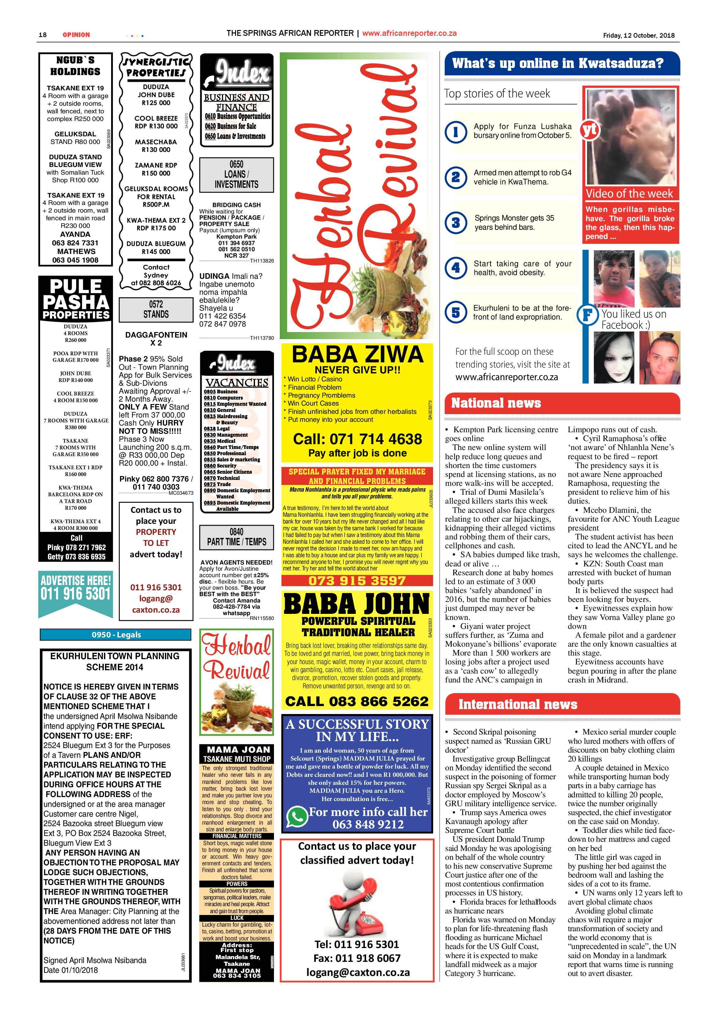 African Reporter 12 October 2018 page 18