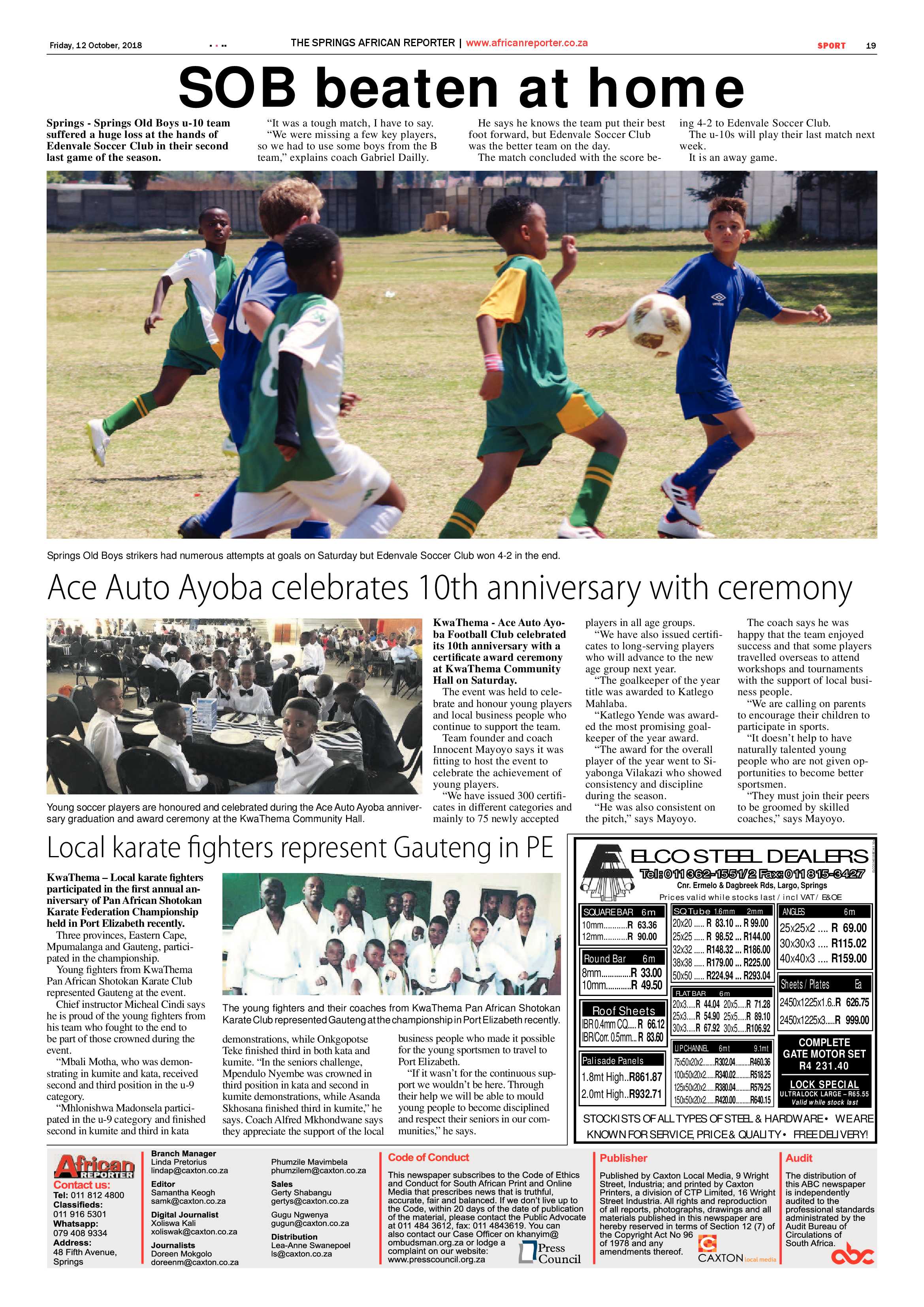 African Reporter 12 October 2018 page 19