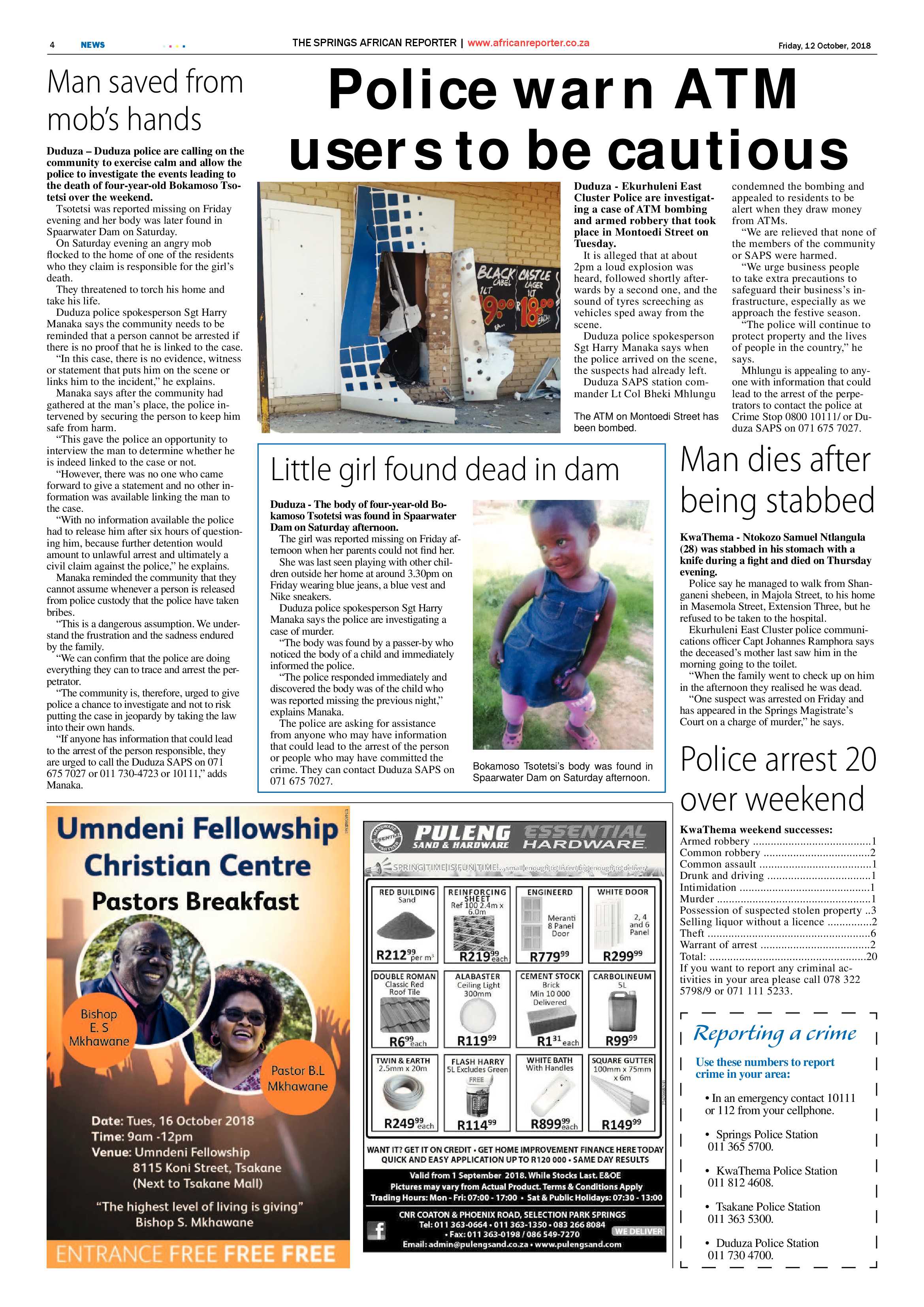 African Reporter 12 October 2018 page 4