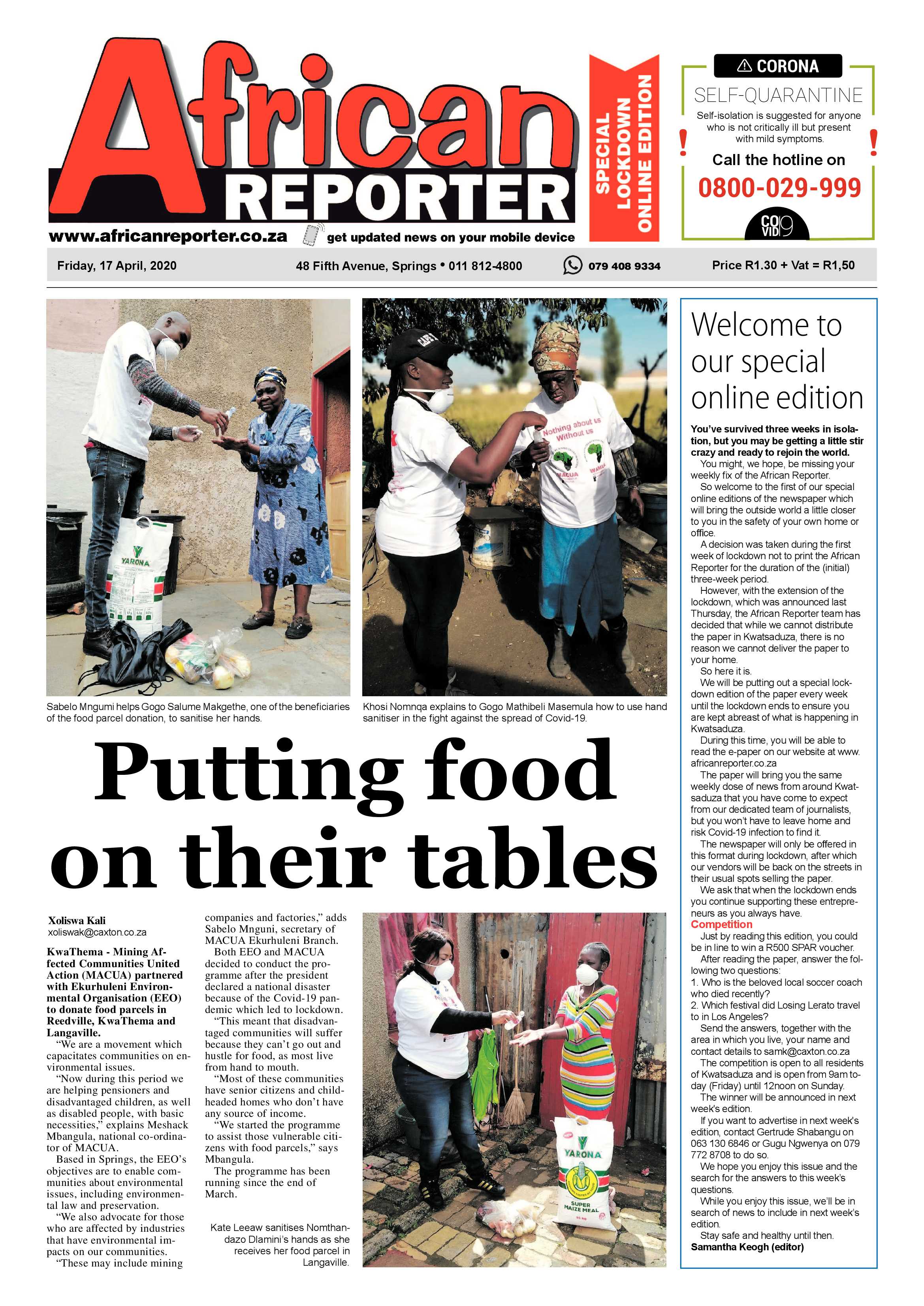 African Reporter- Special Edition page 1