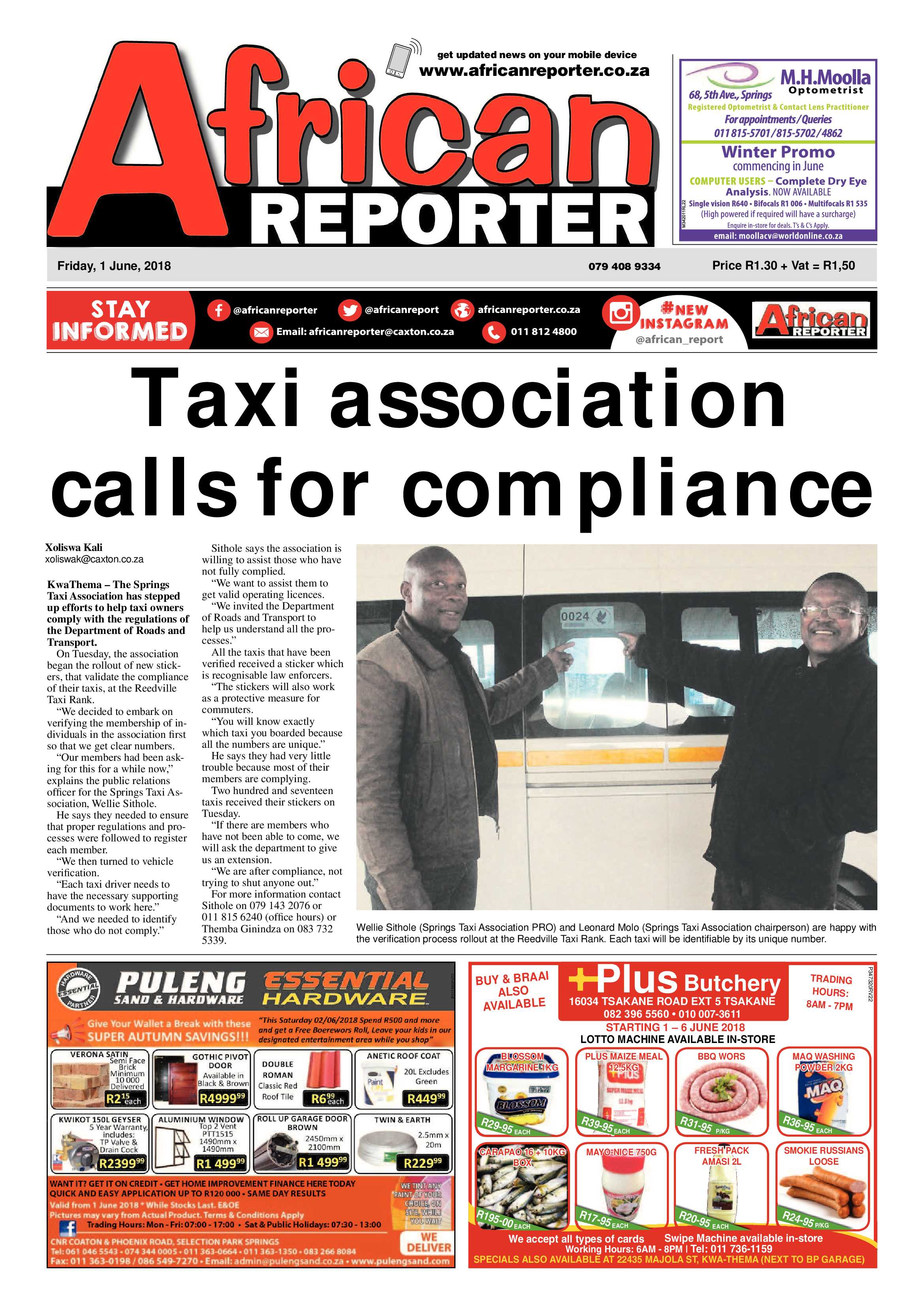 African Reporter 01 June 2018 page 1