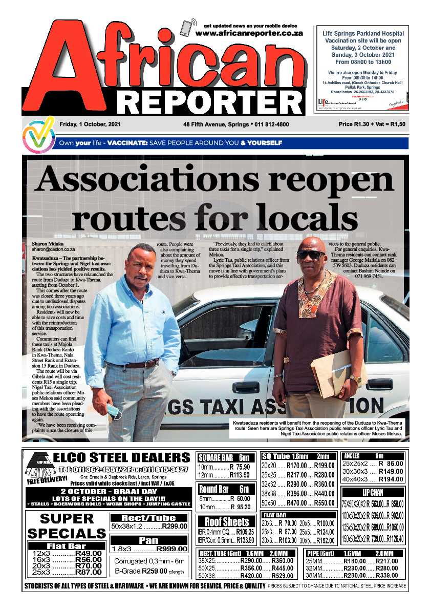 African Reporter 01 October 2021 page 1