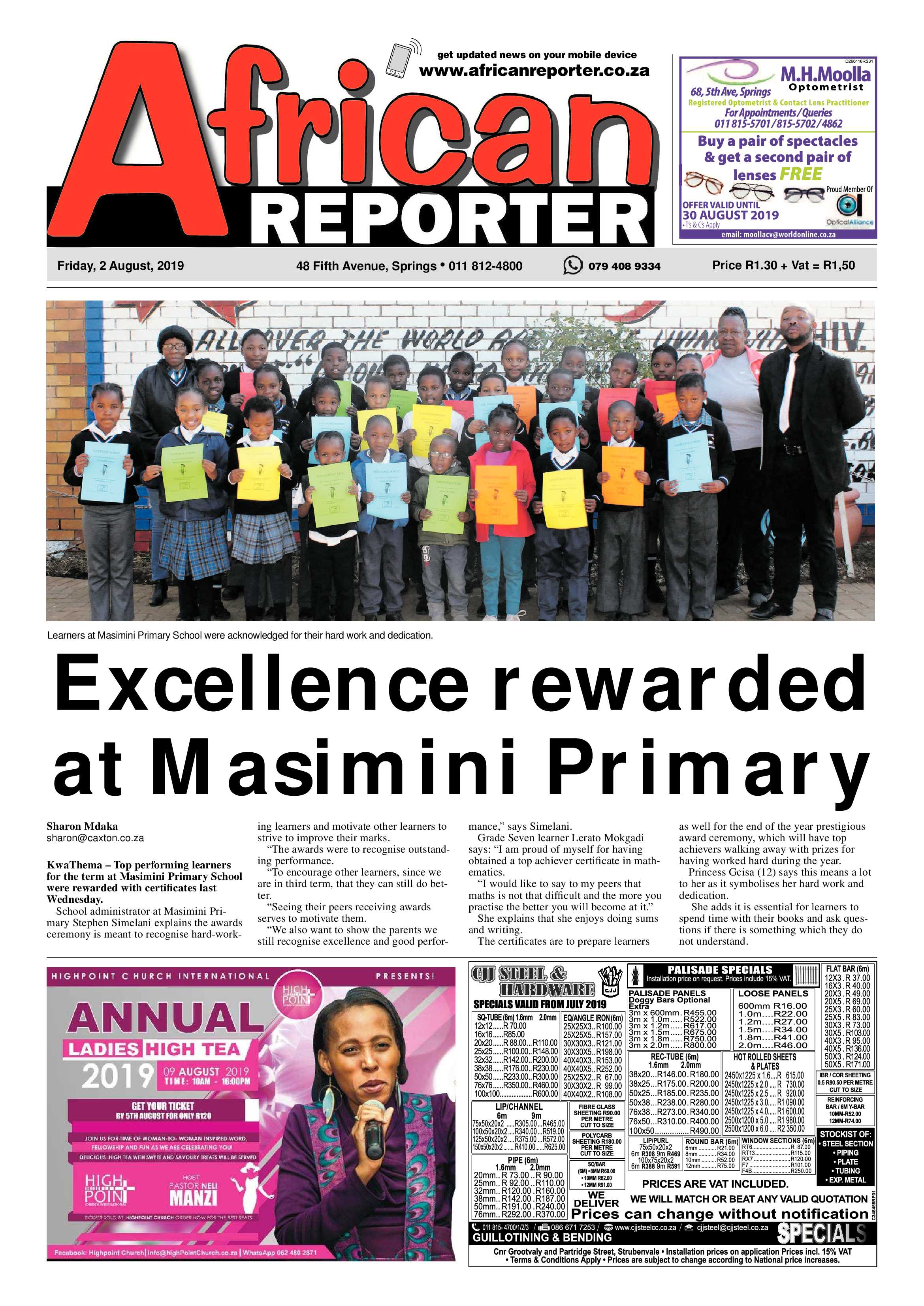 African Reporter 02 August 2019 page 1