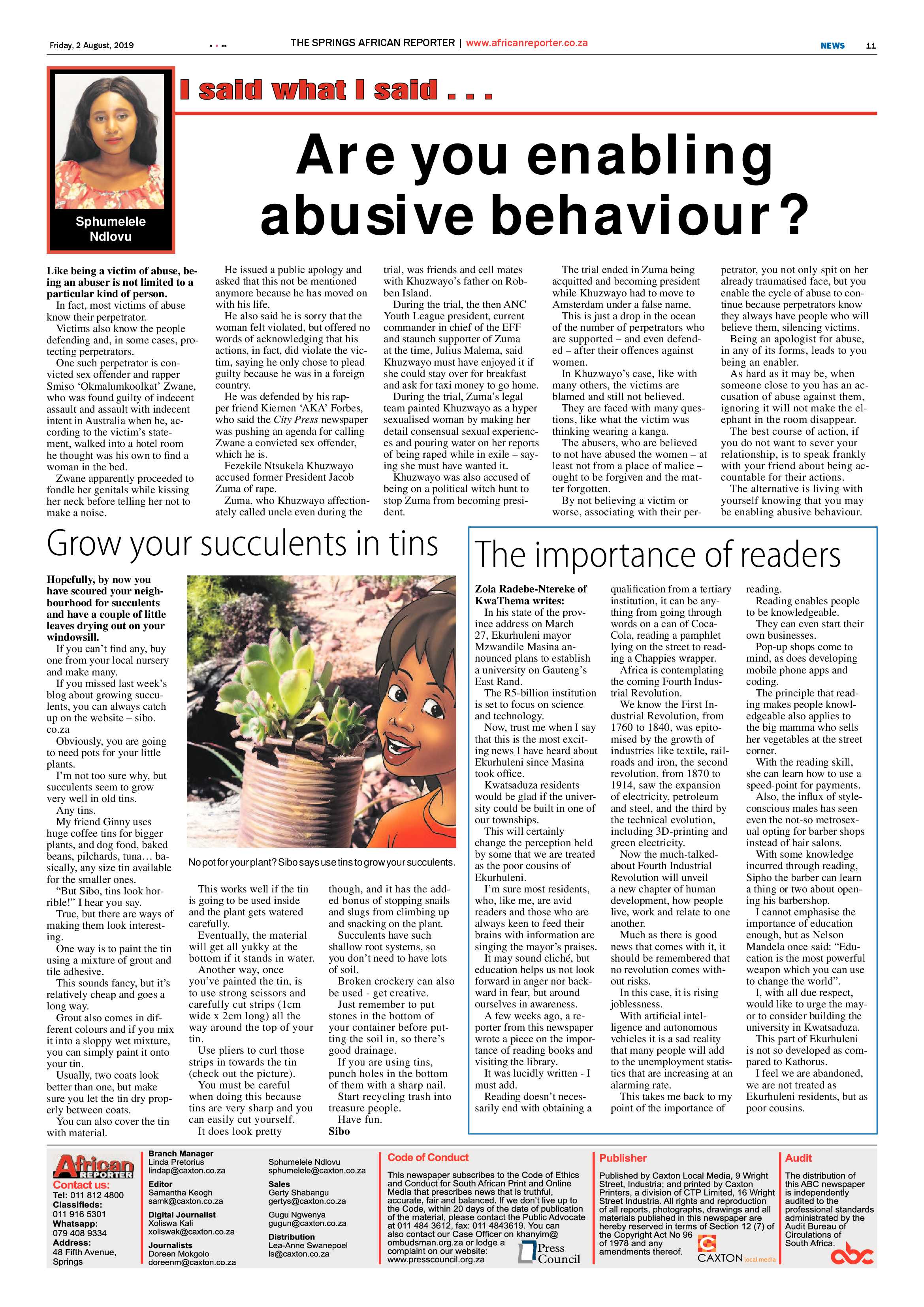 African Reporter 02 August 2019 page 11