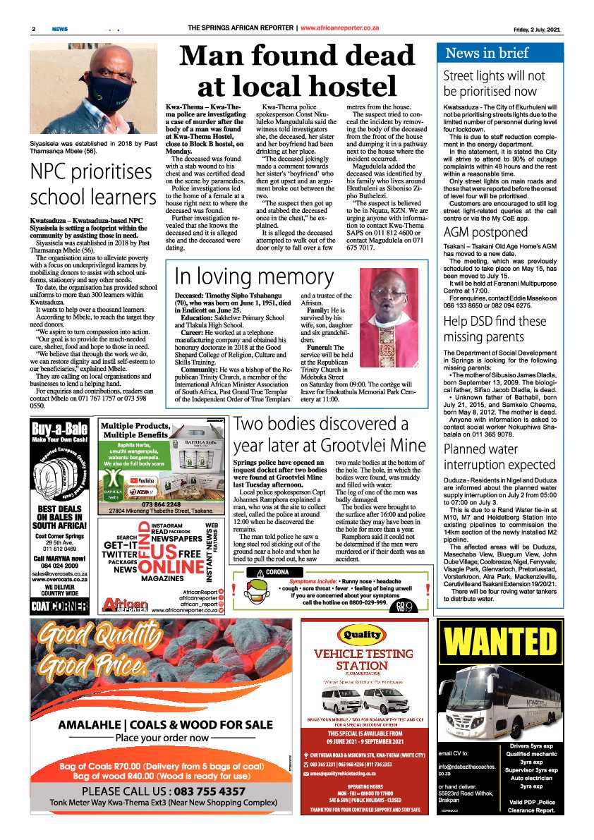 African Reporter 02 July 2021 page 2