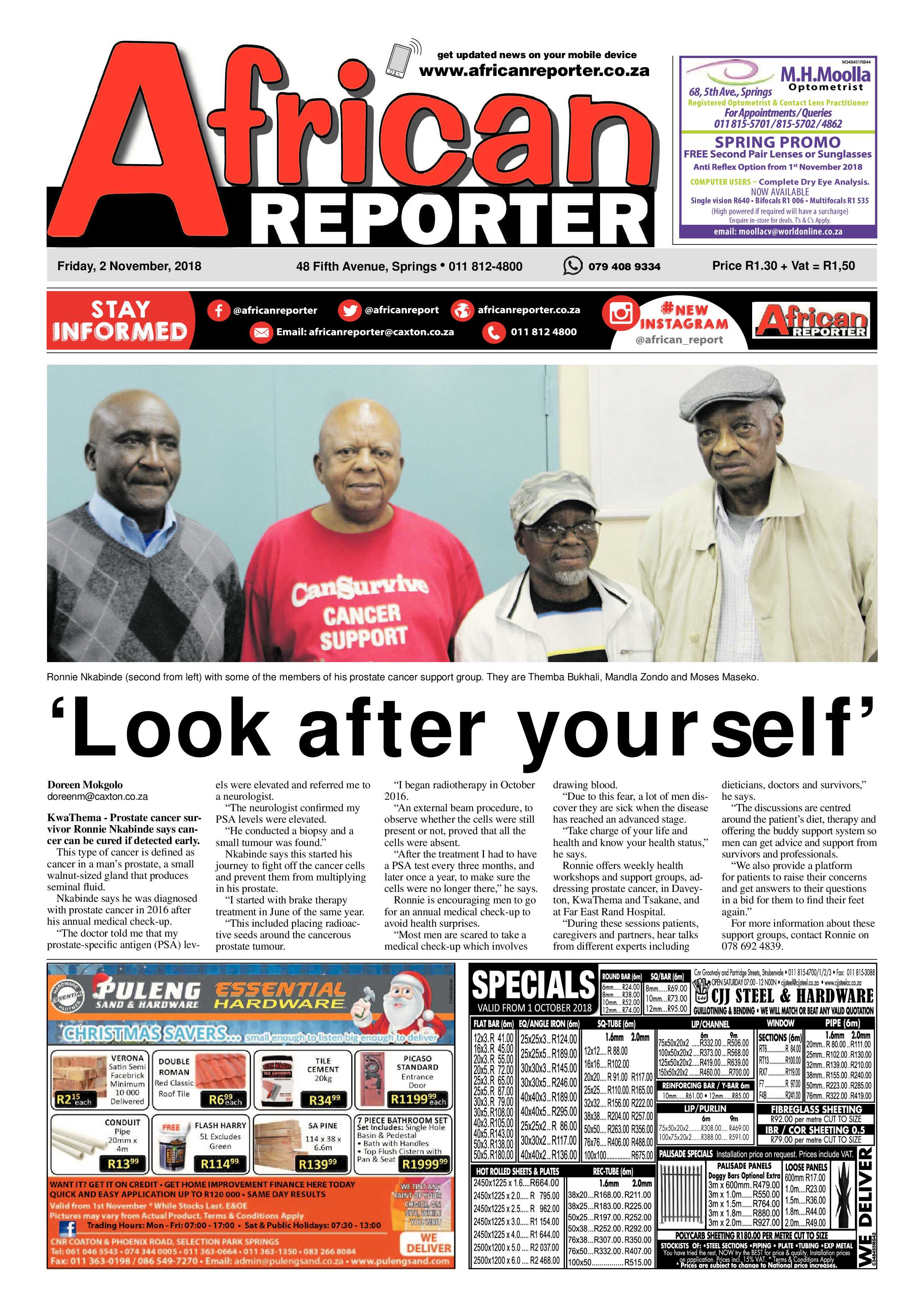 African Reporter 02 November 2018 page 1