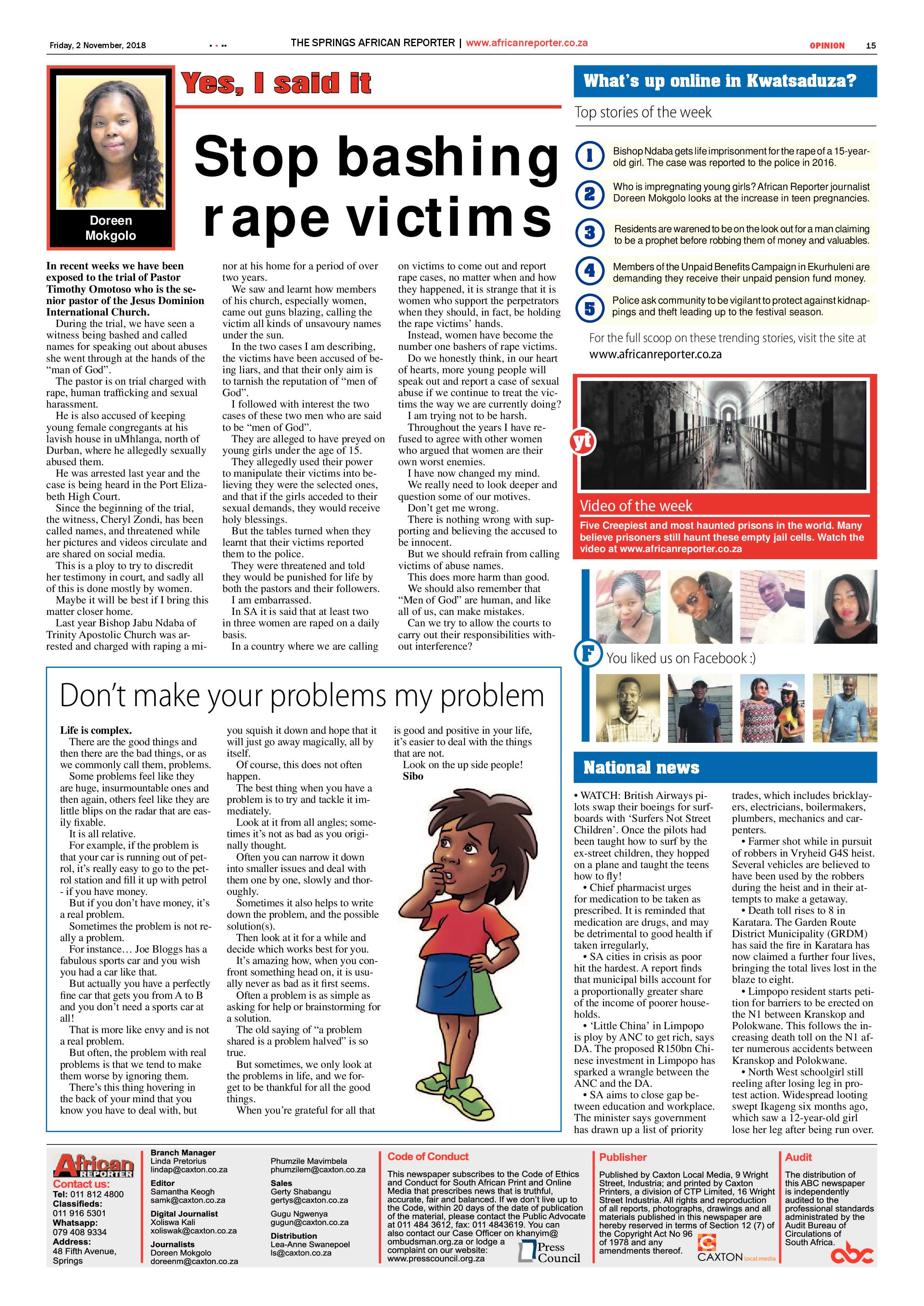 African Reporter 02 November 2018 page 15
