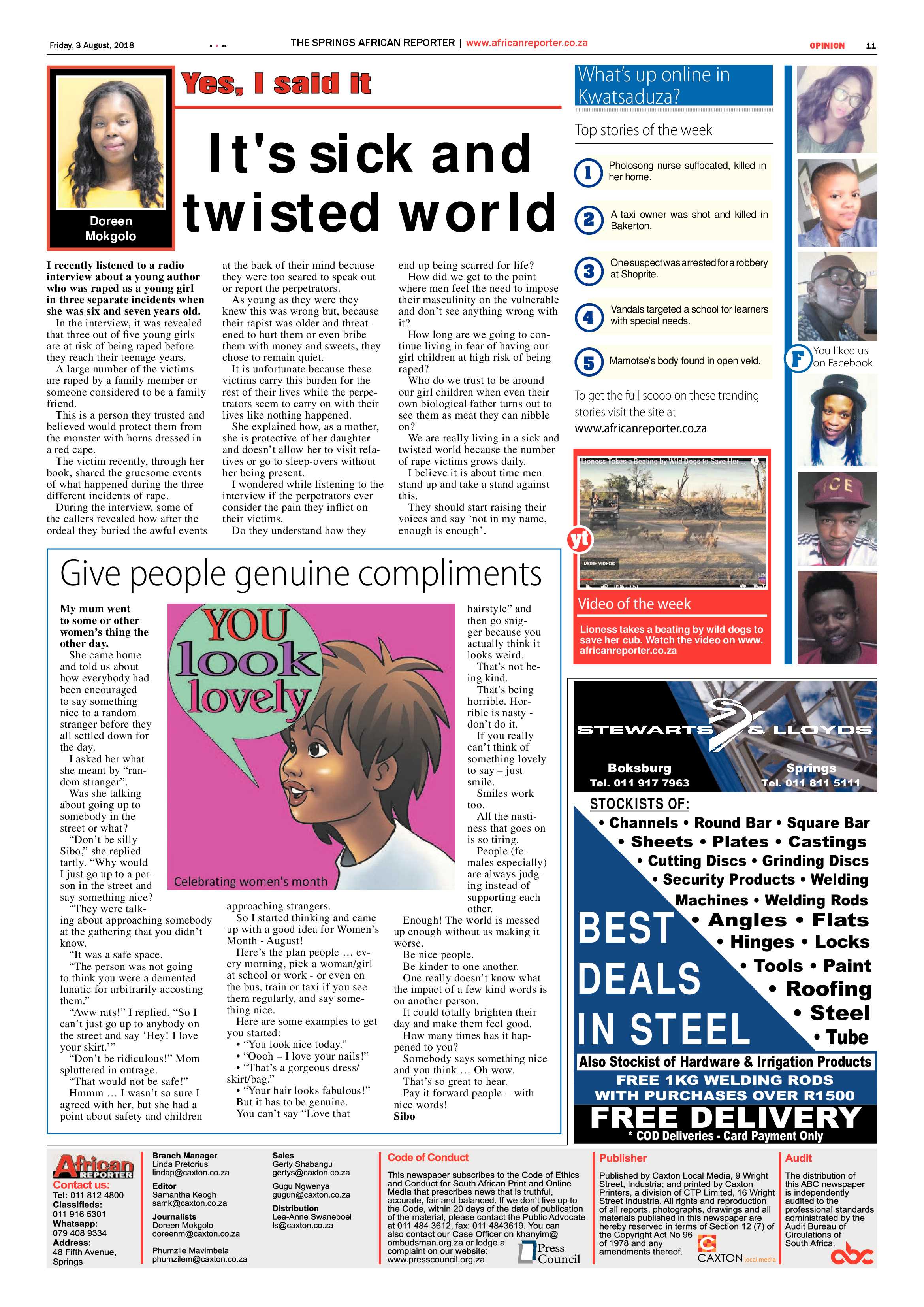 African Reporter 03 August 2018 page 11