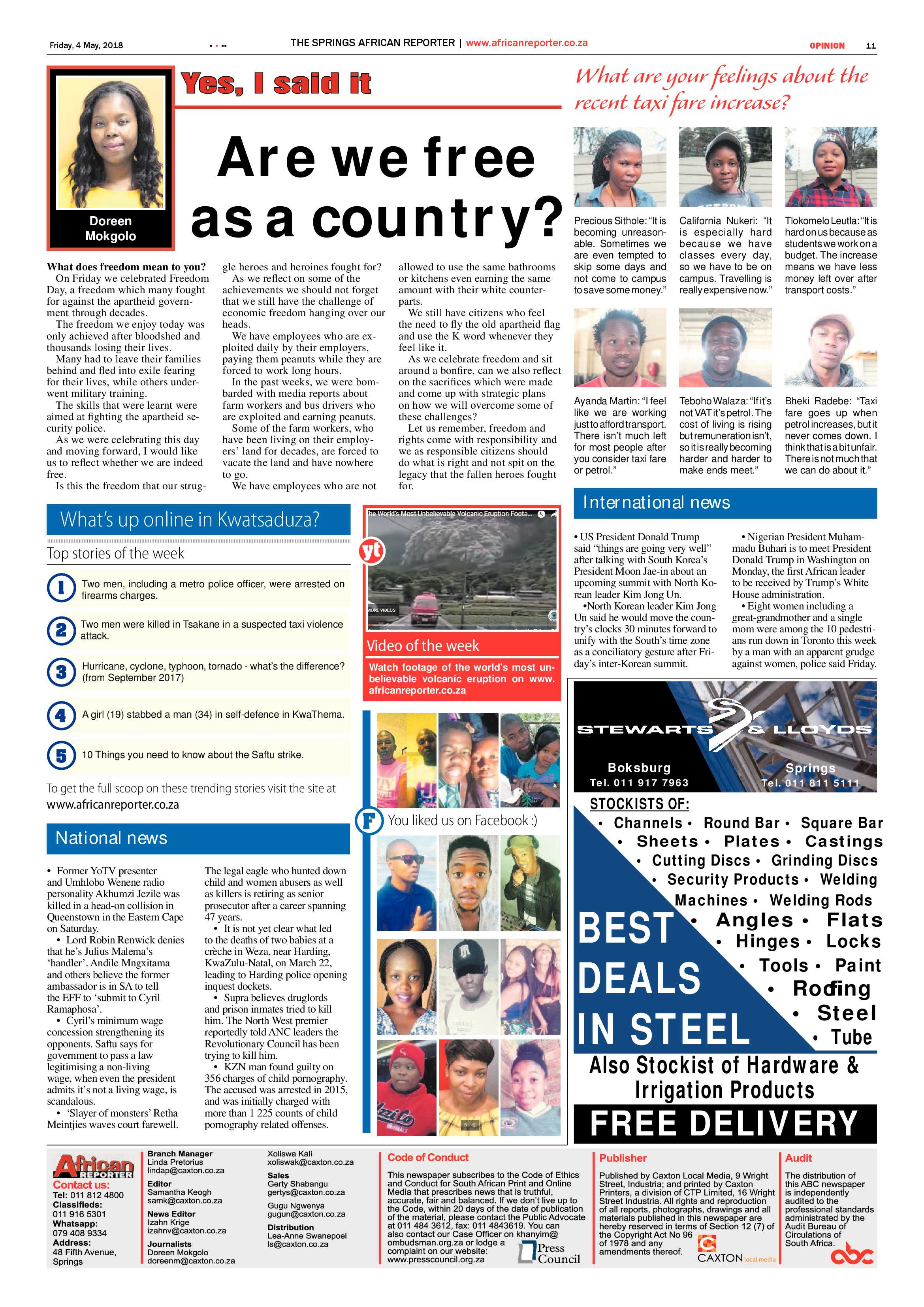 African Reporter 04 May 2018 page 11