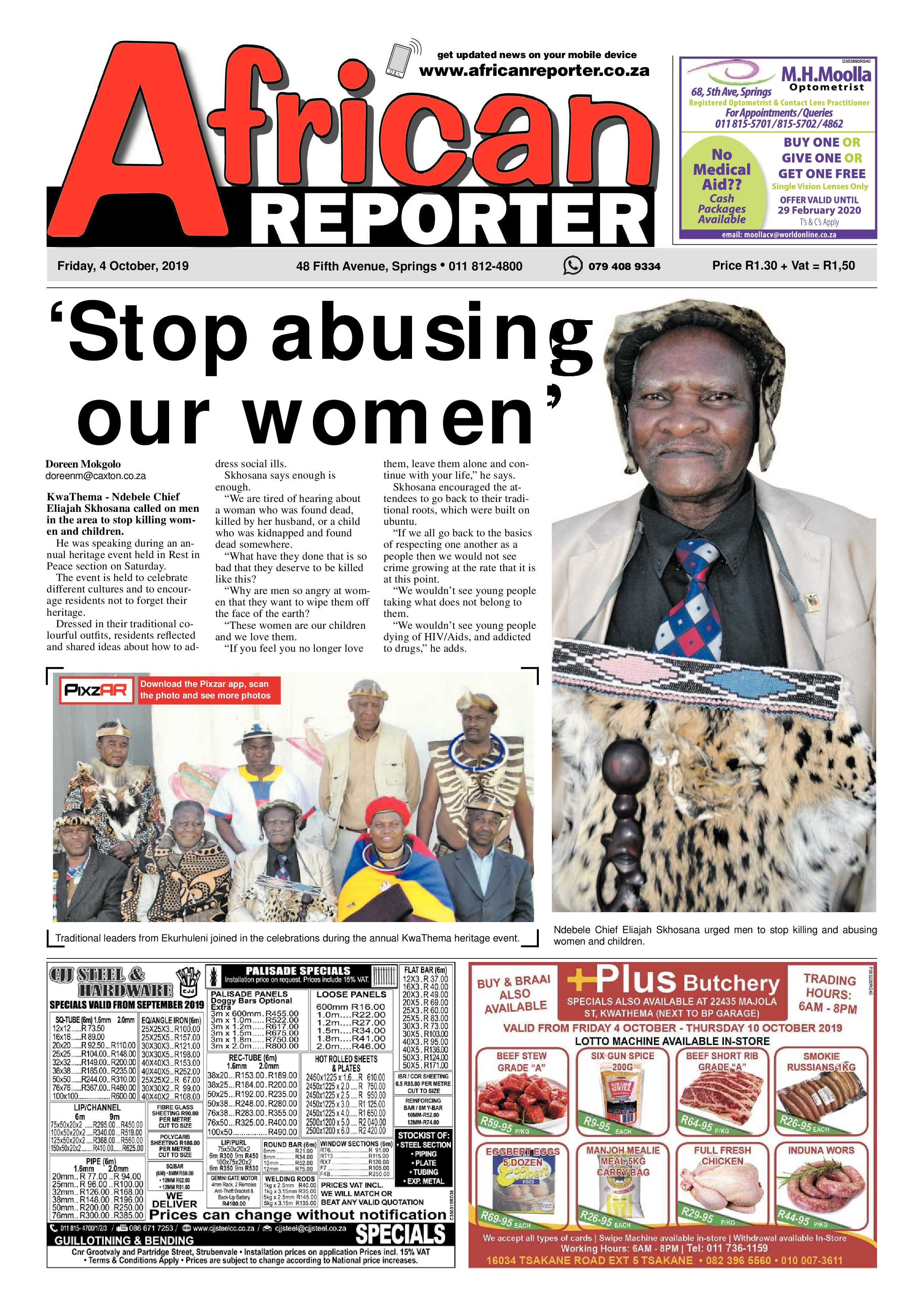 African Reporter 04 October 2019 page 1