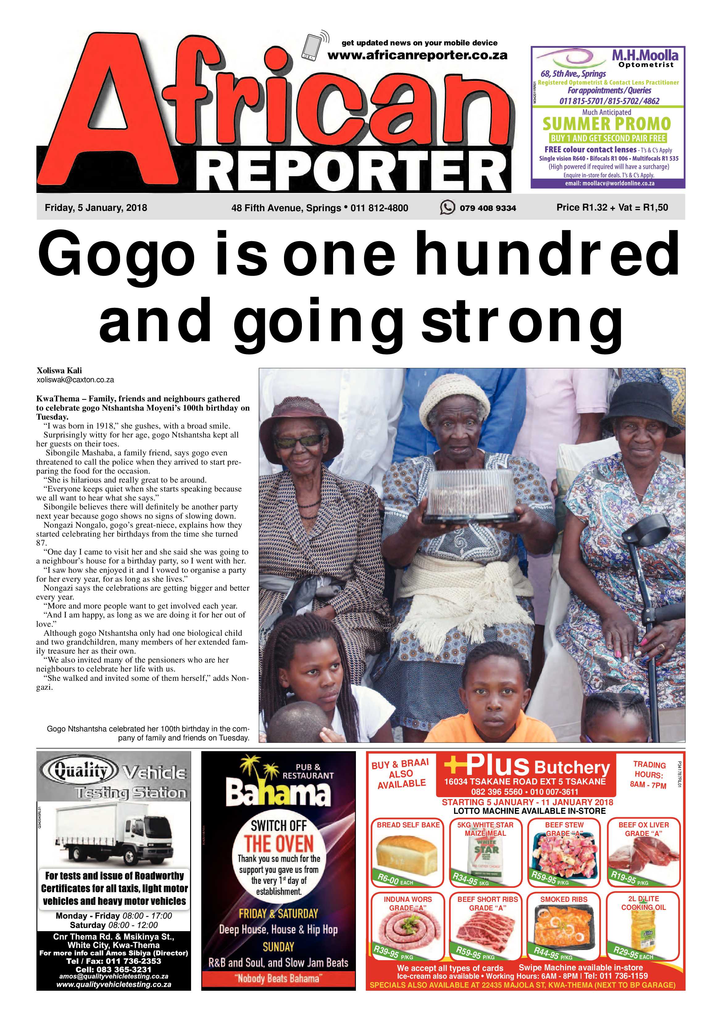 African Reporter 05 January 2018 page 1