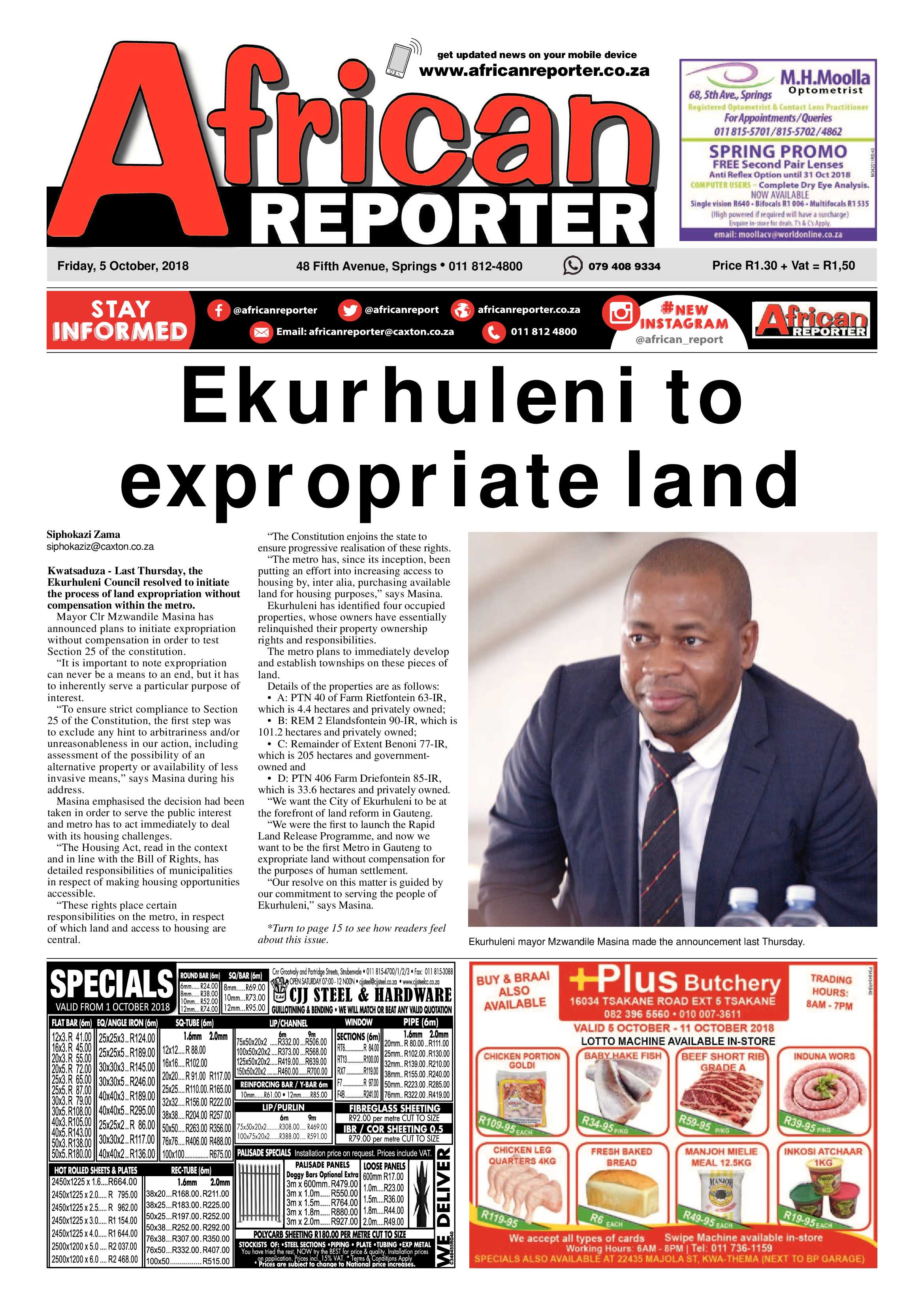 African Reporter 05 October 2018 page 1