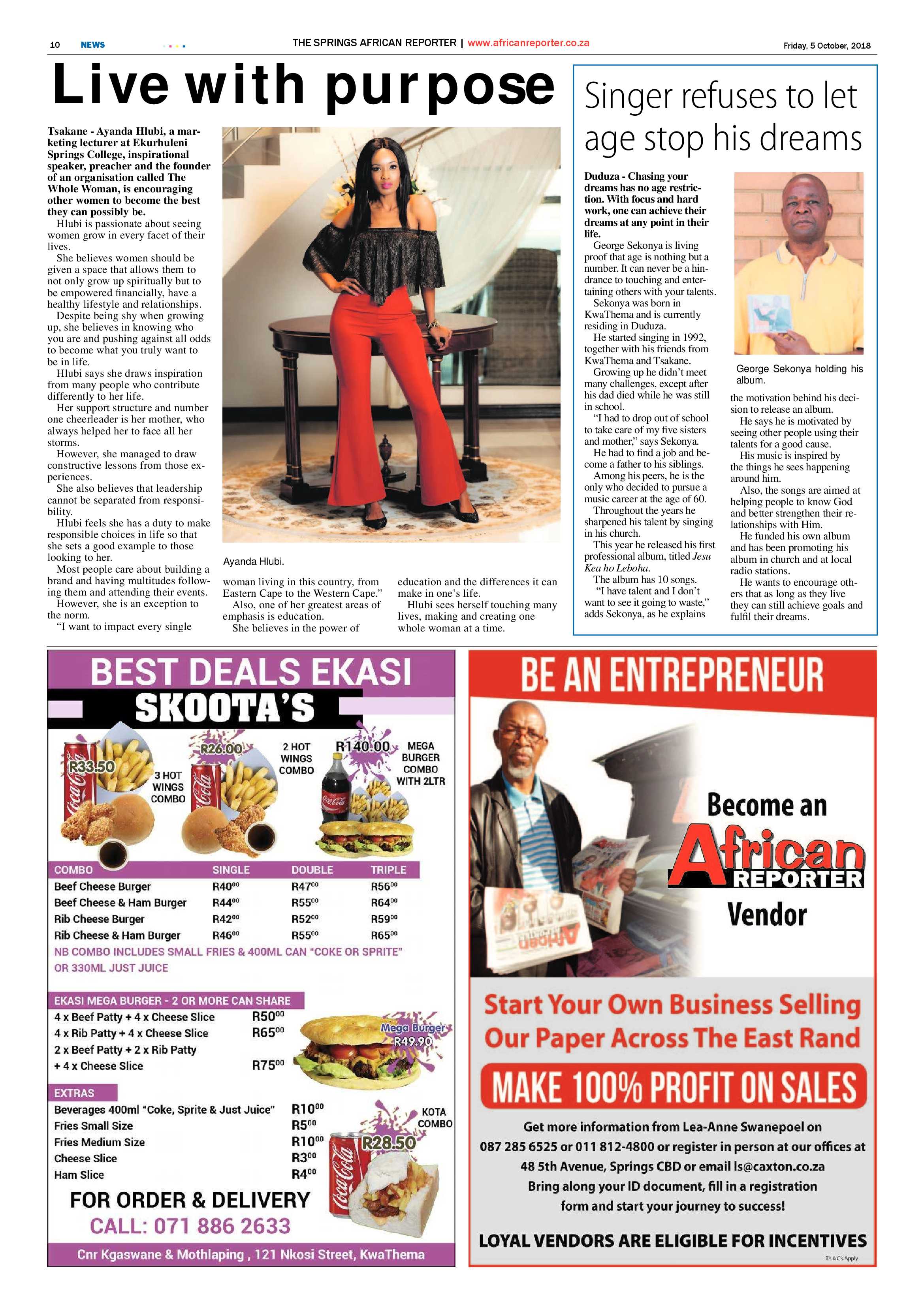 African Reporter 05 October 2018 page 10