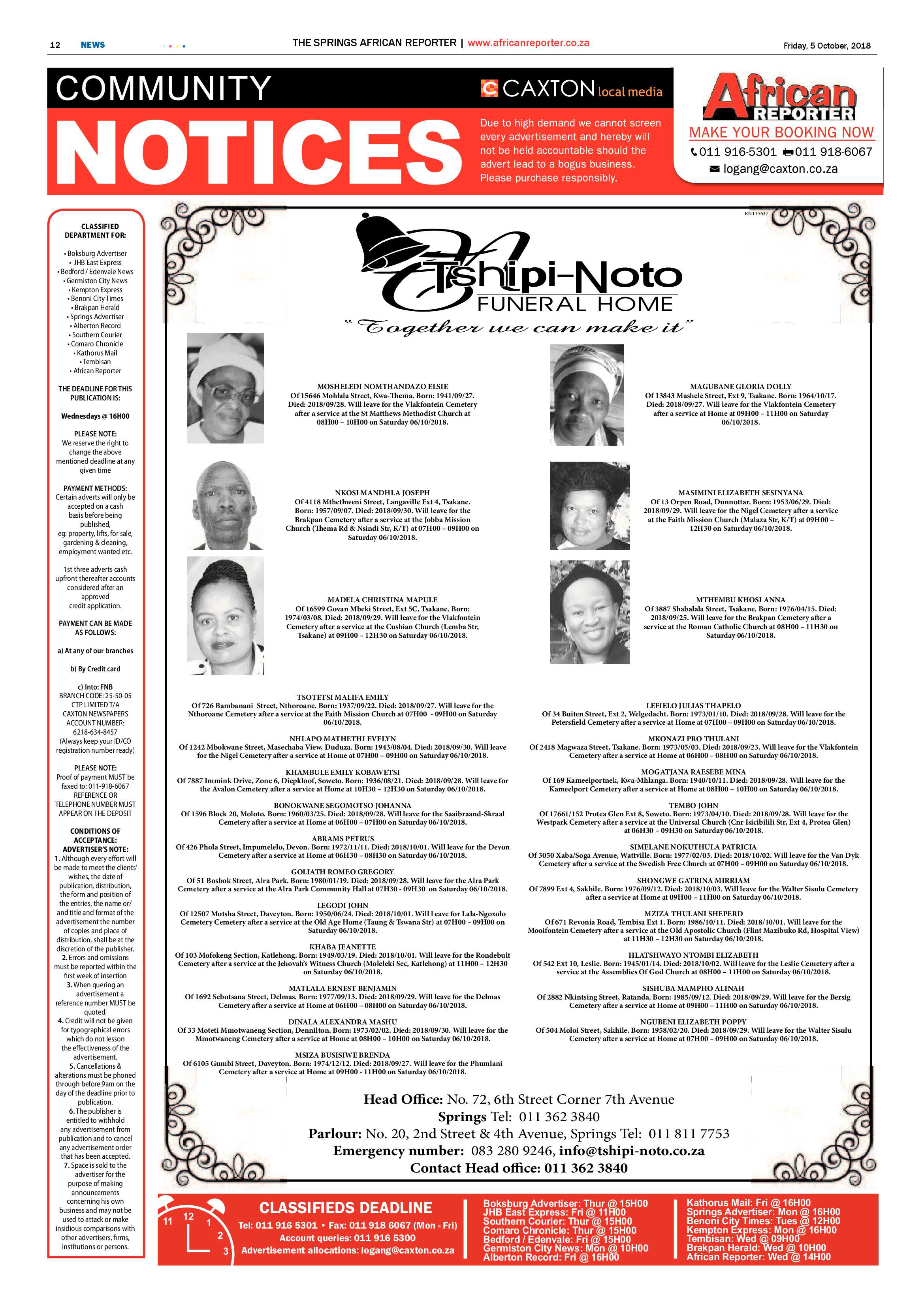 African Reporter 05 October 2018 page 12