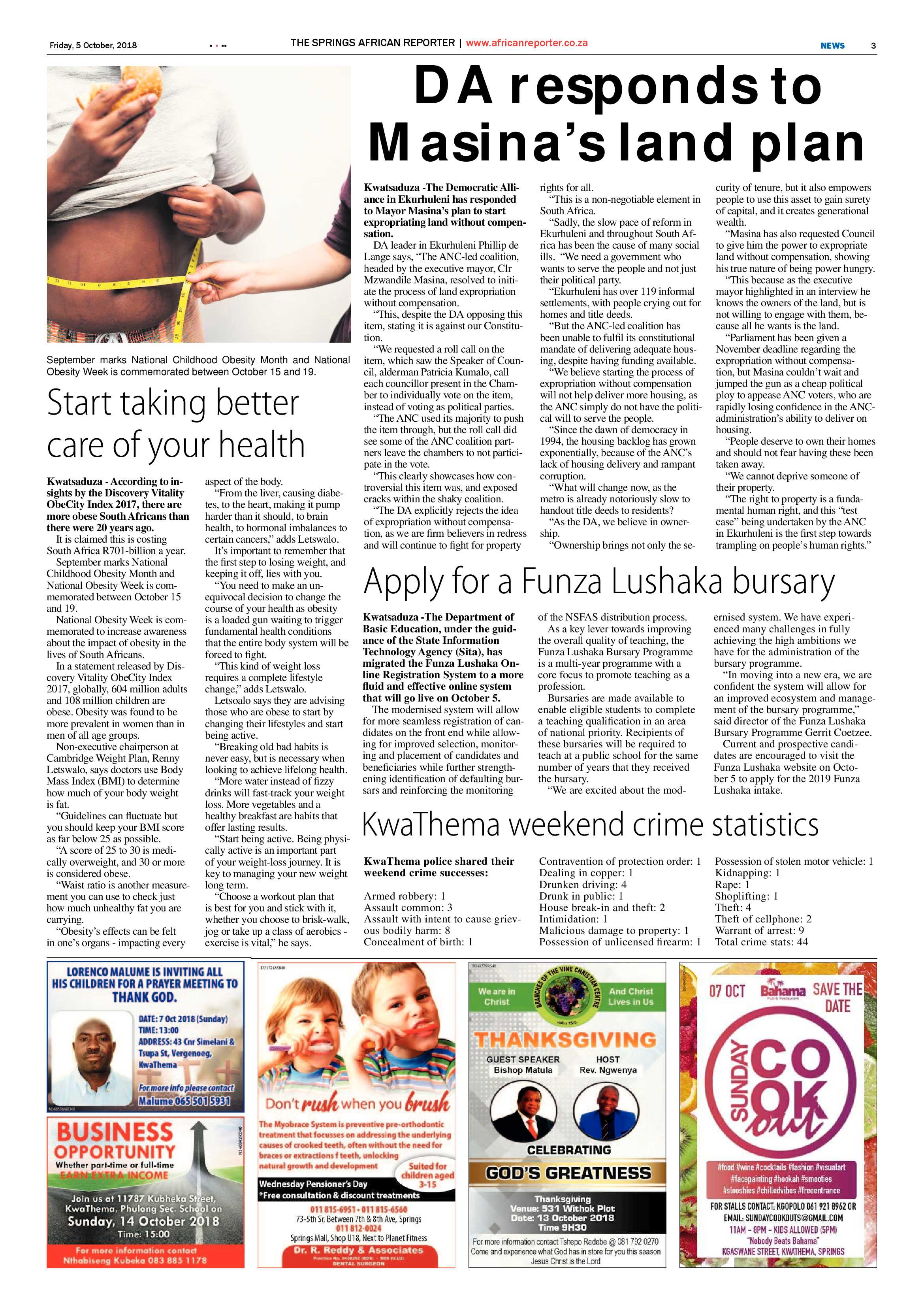 African Reporter 05 October 2018 page 3