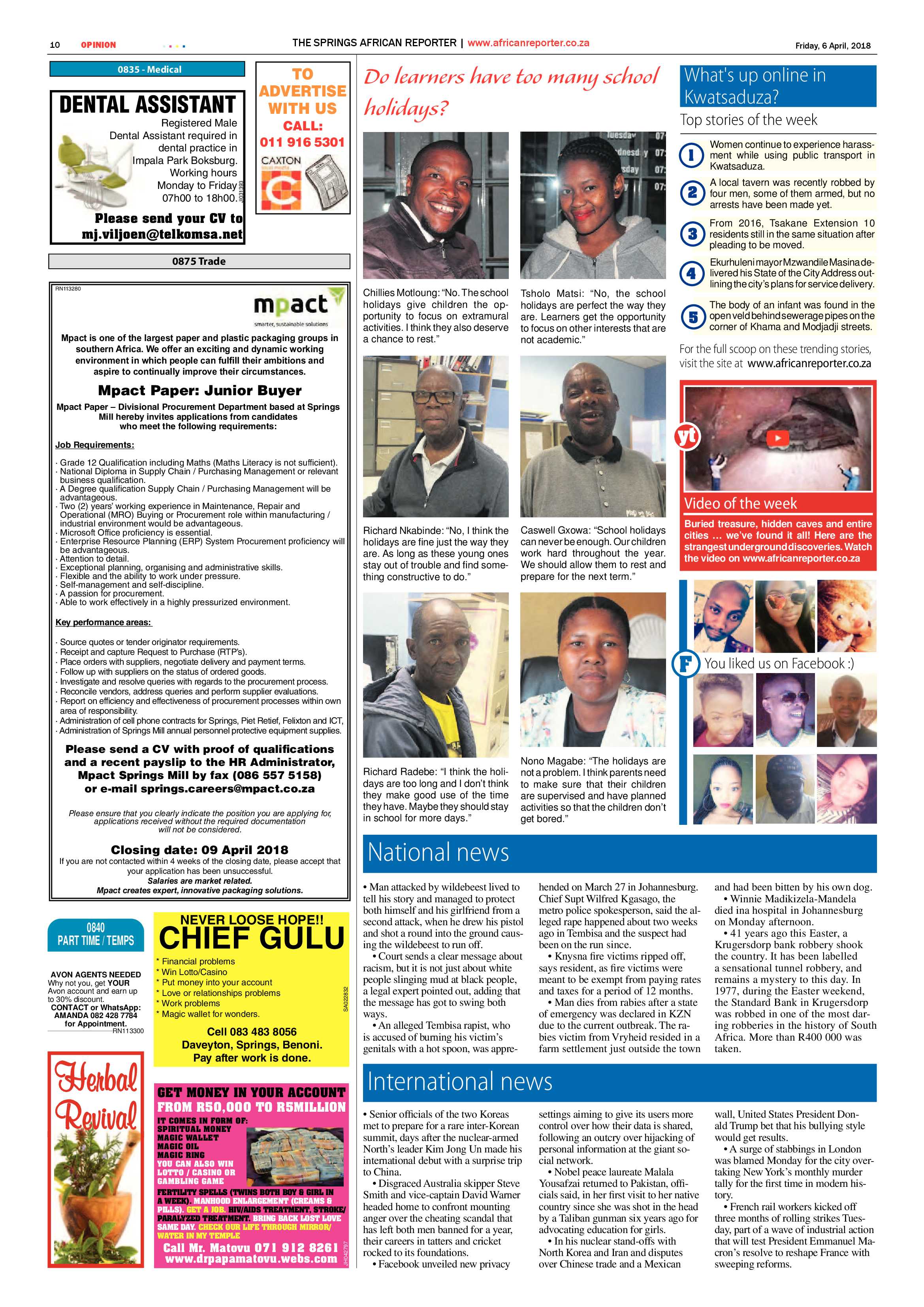 African Reporter 06 April 2018 page 10