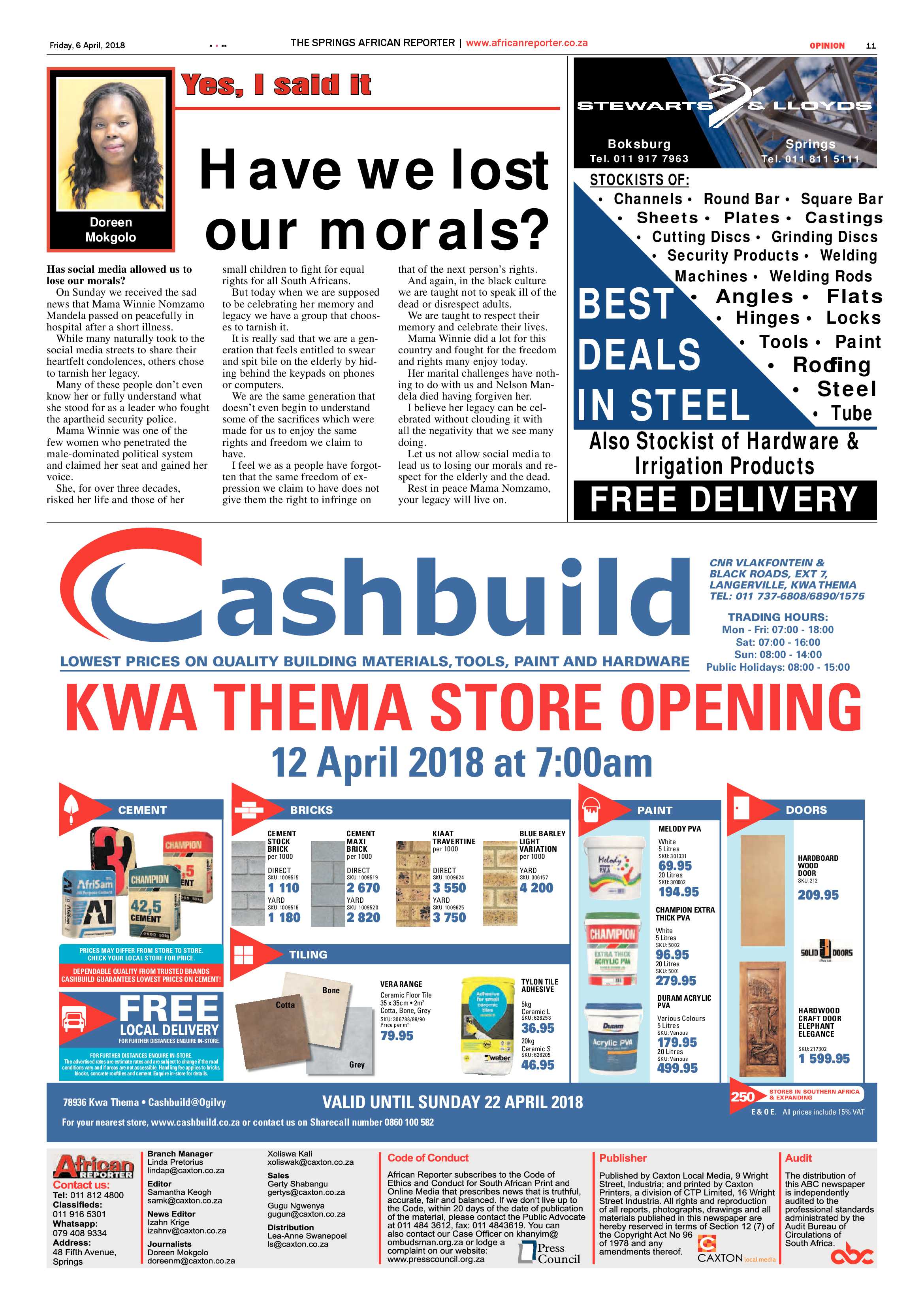 African Reporter 06 April 2018 page 11