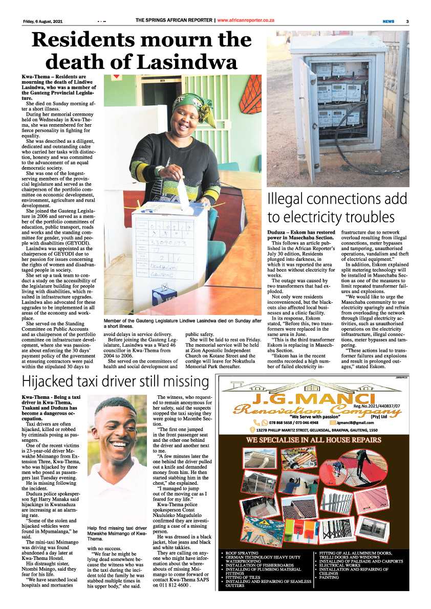 African Reporter 06 August 2021 page 3