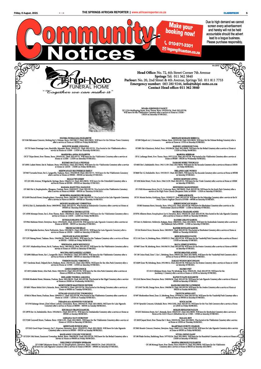 African Reporter 06 August 2021 page 5