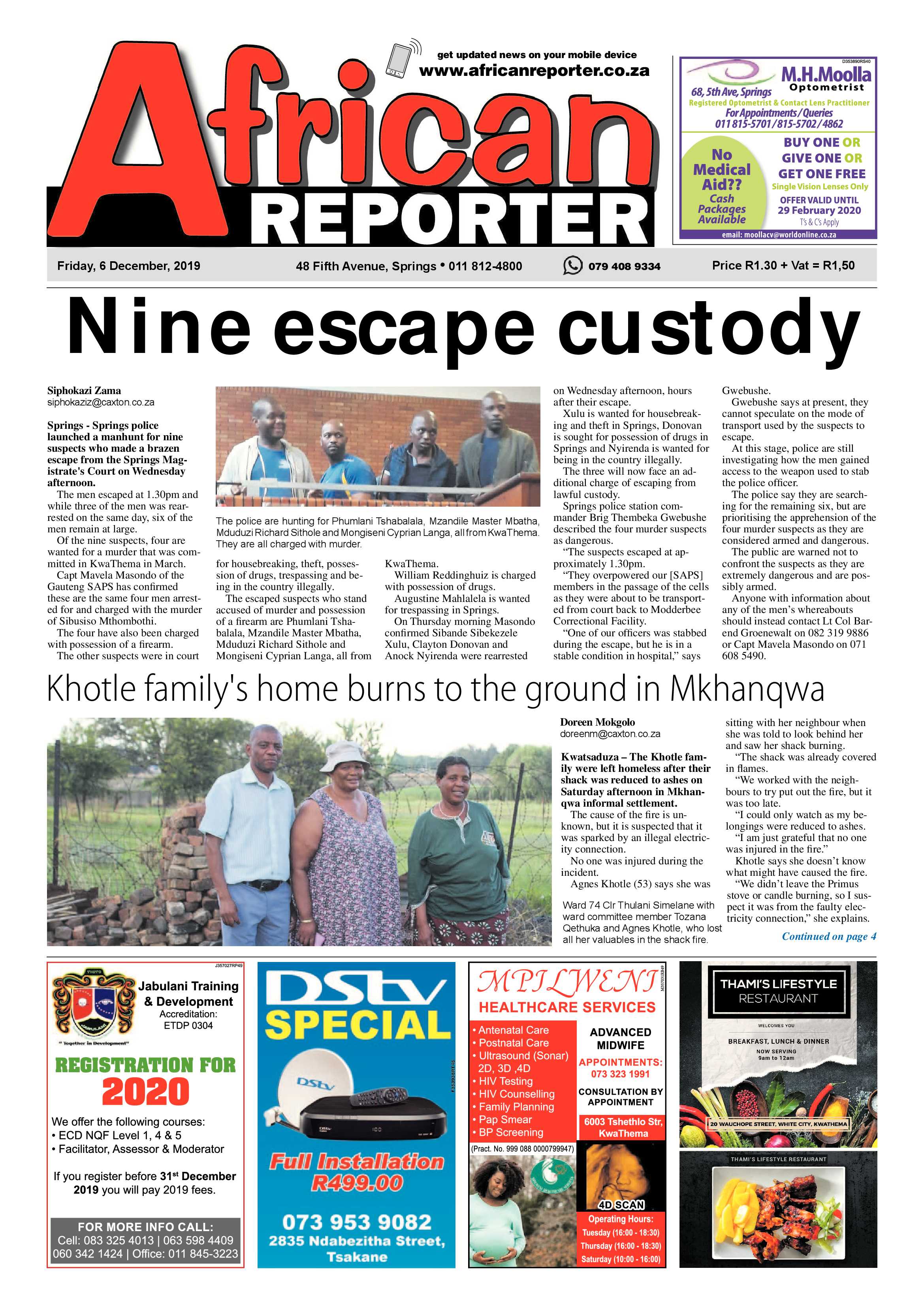 African Reporter 06 December 2019 page 1