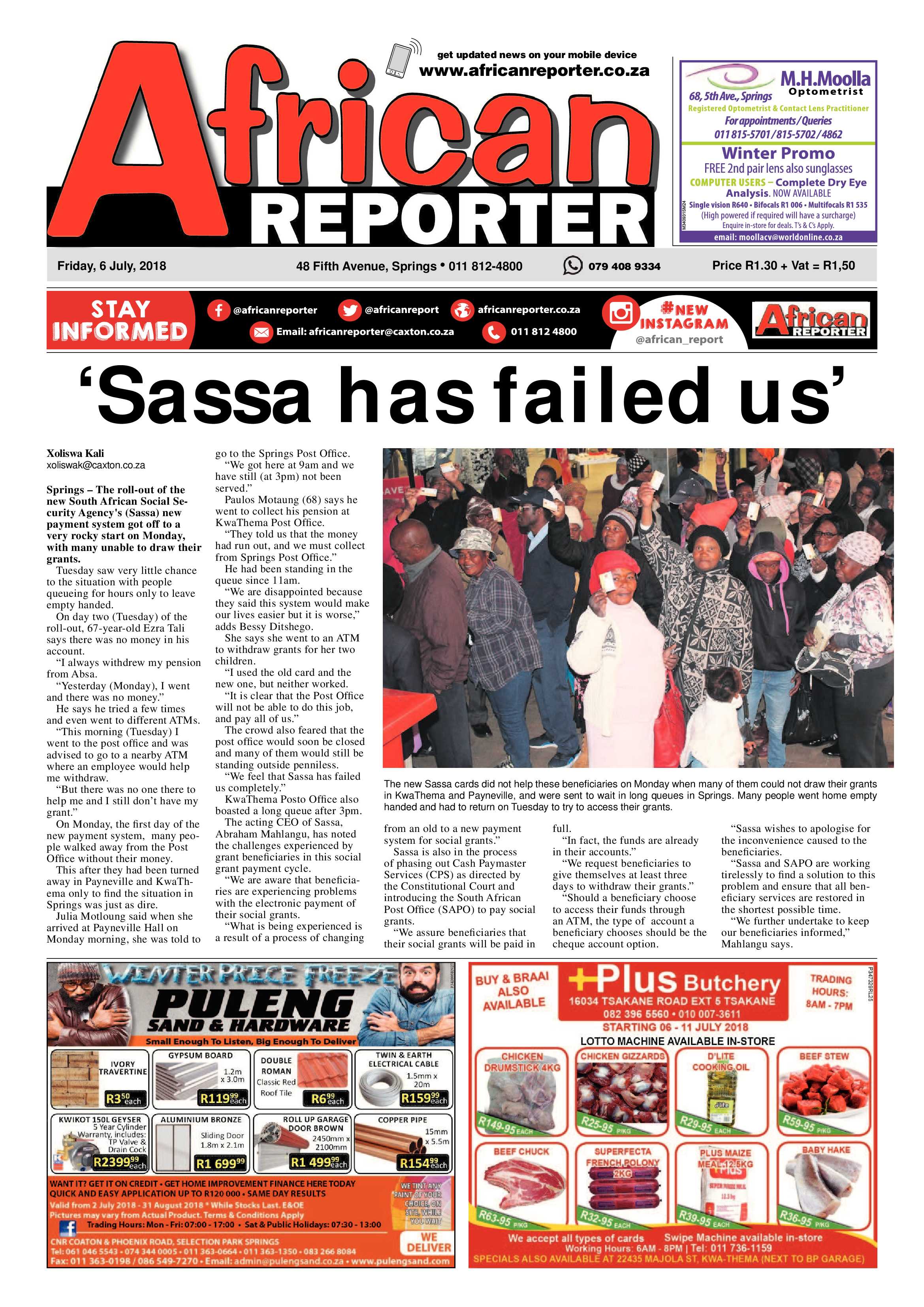 African Reporter 06 July 2018 page 1