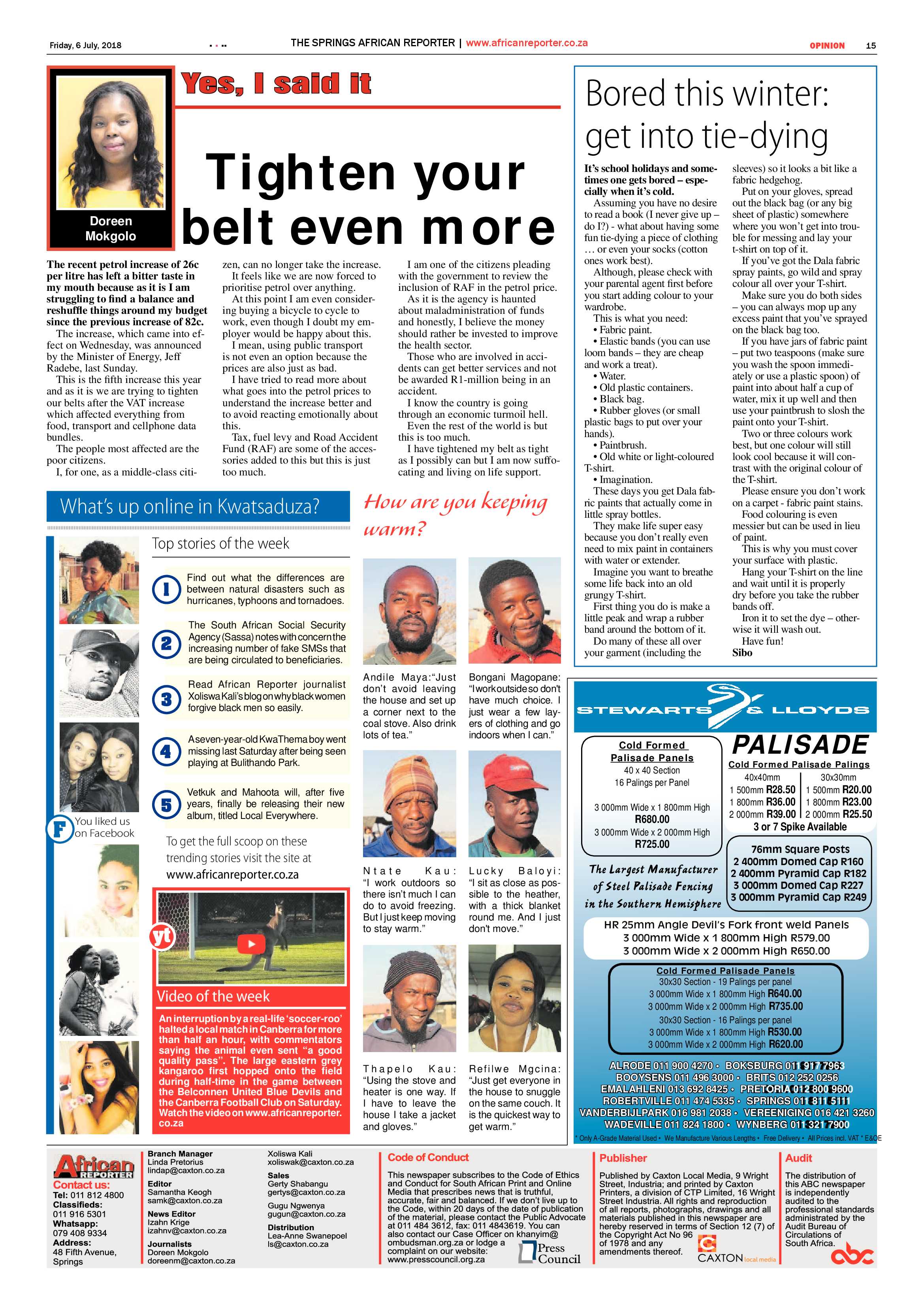 African Reporter 06 July 2018 page 15