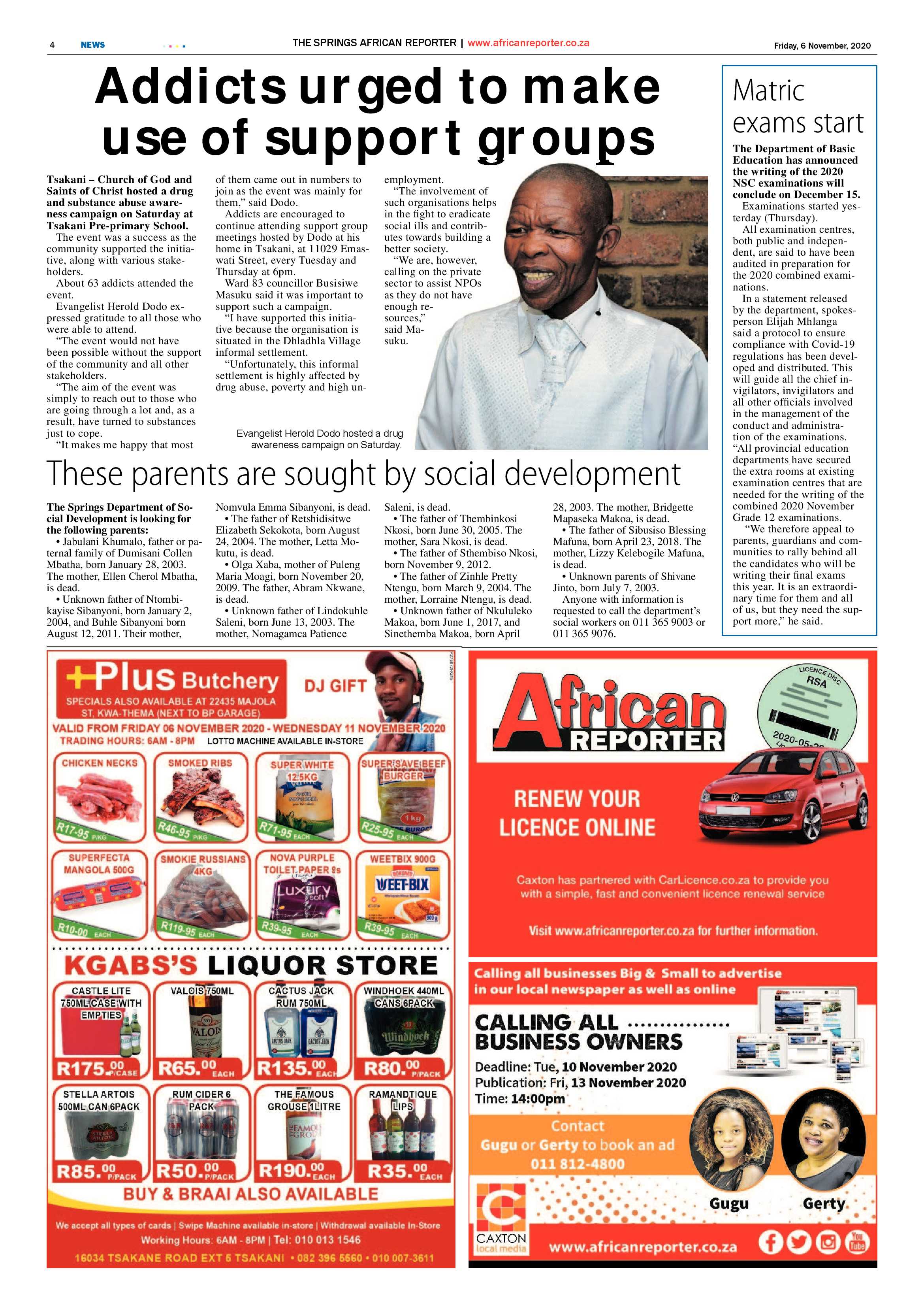 African Reporter 06 November 2020 page 4