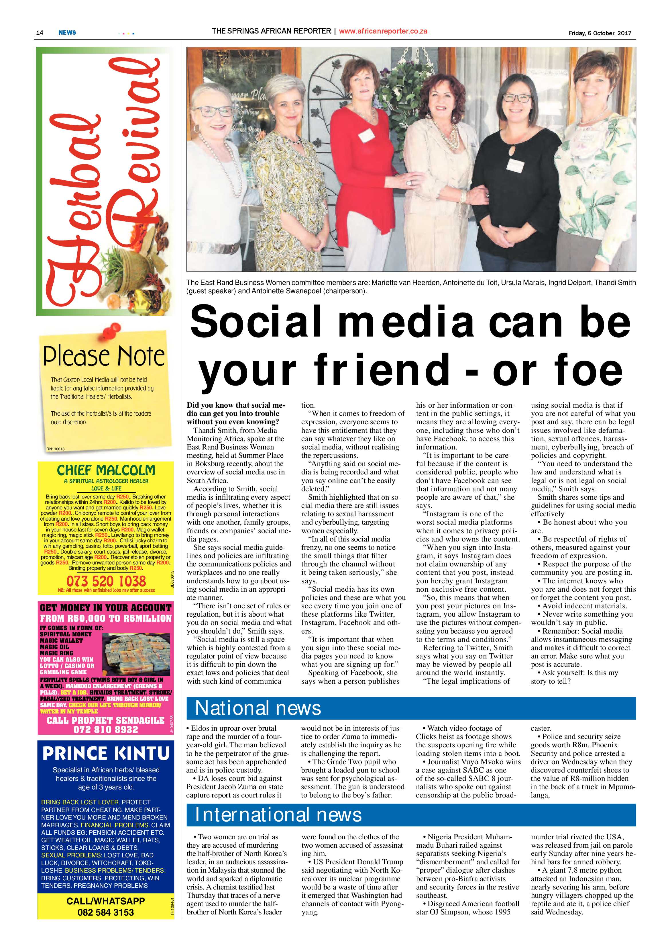 African Reporter 06 October 2017 page 14