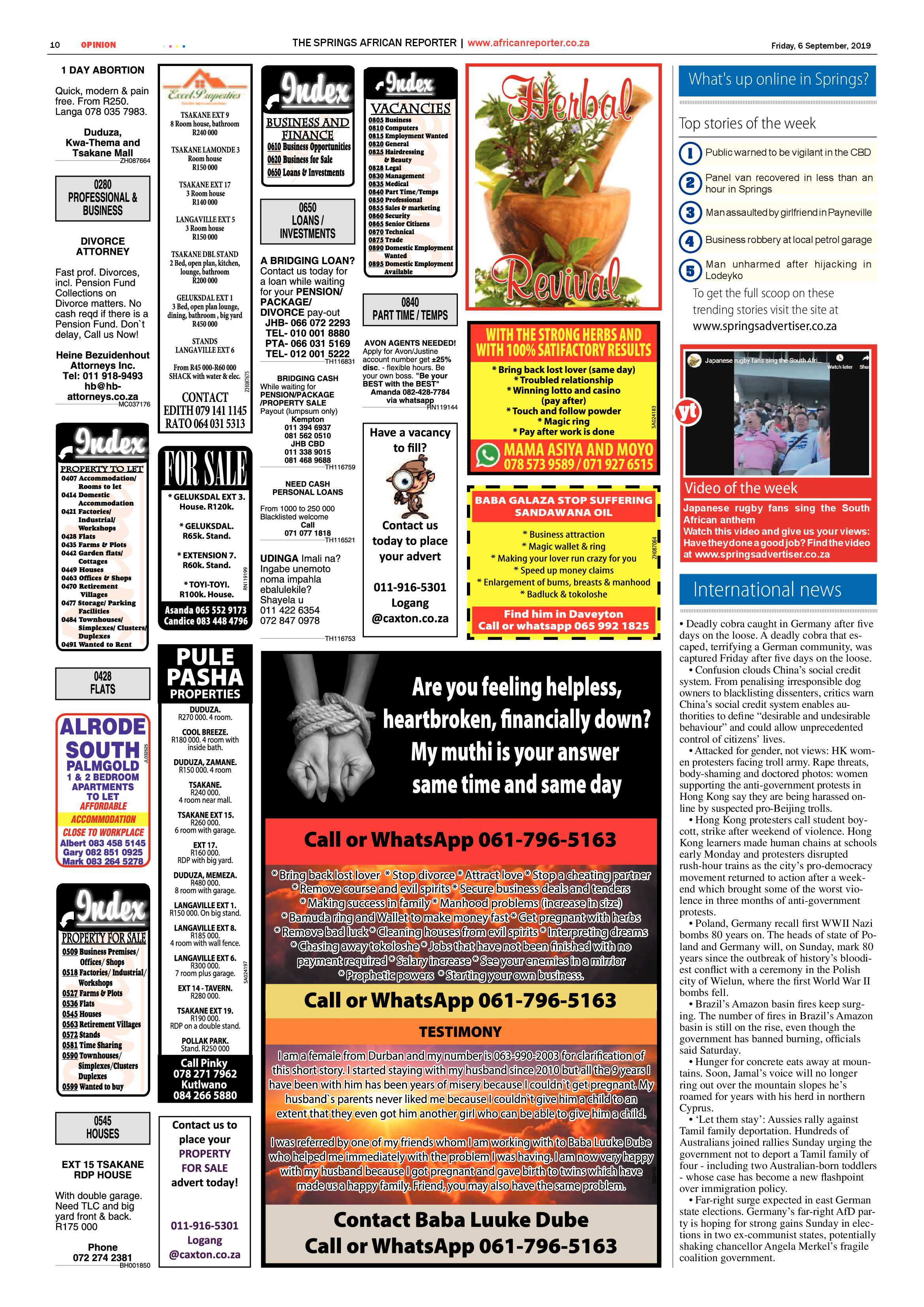 African Reporter 06 September 2019 page 10