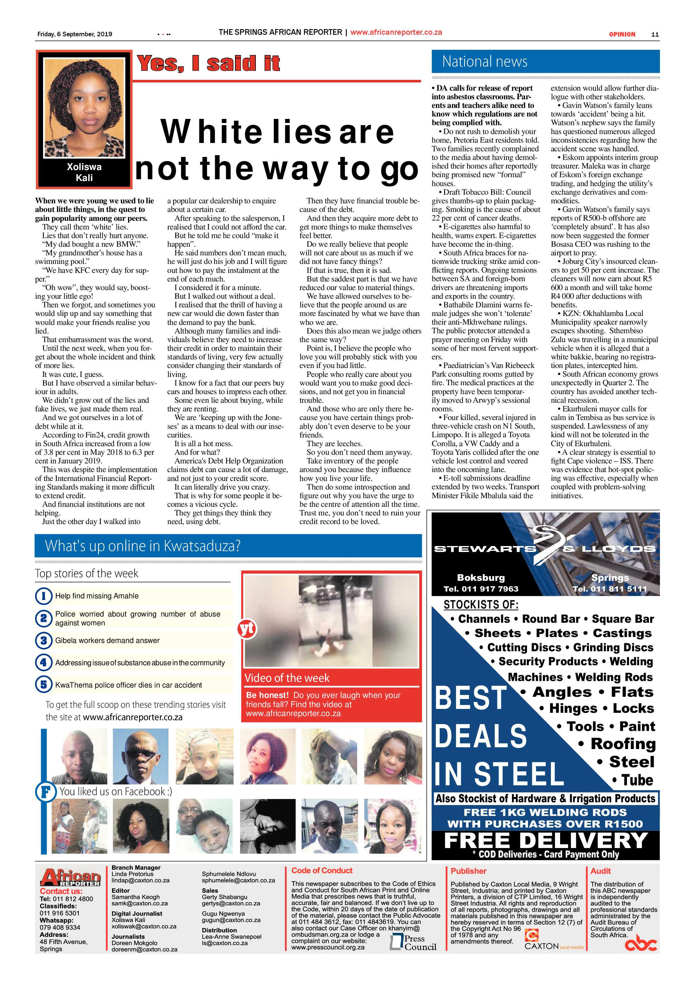 African Reporter 06 September 2019 page 11