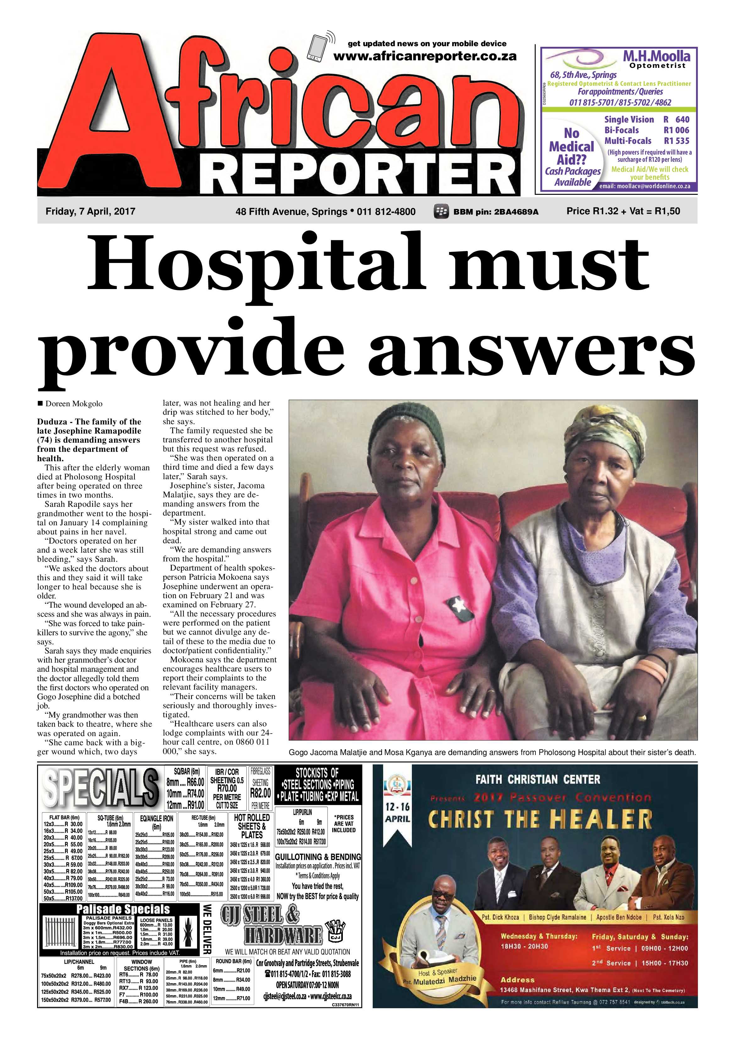 African Reporter 07 April 2017 page 1