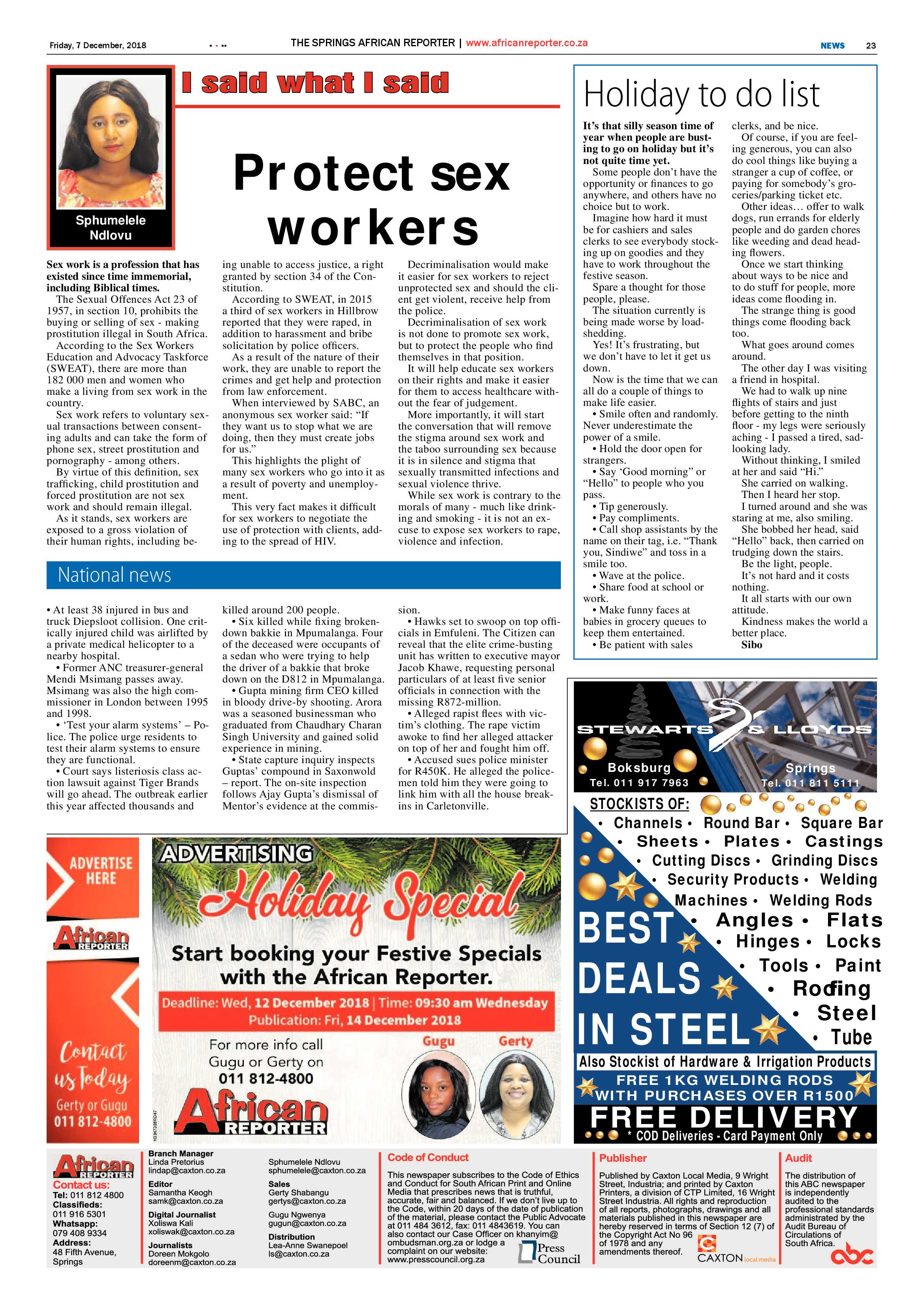 African Reporter 07 December 2018 page 23