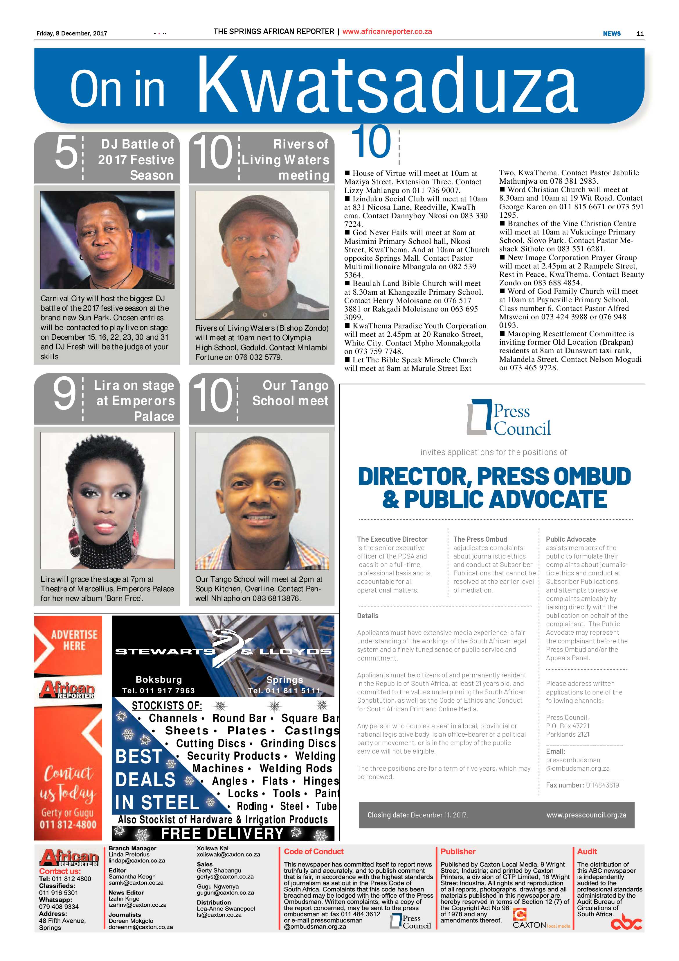 African Reporter 08 December 2017 page 11