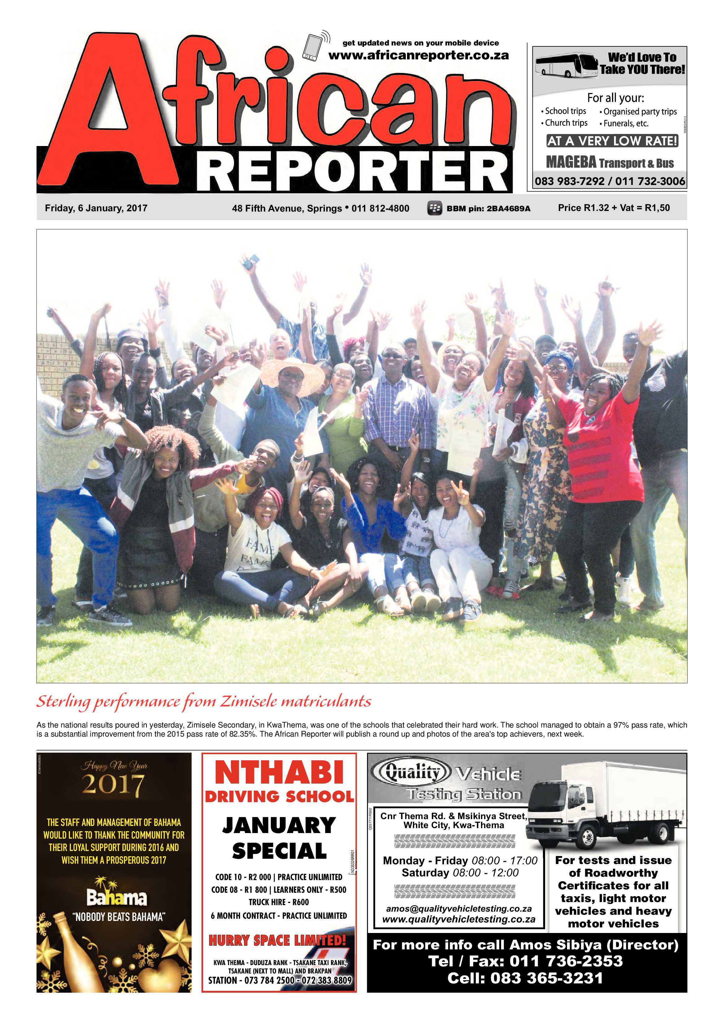 African Reporter 08 January 2017 page 1