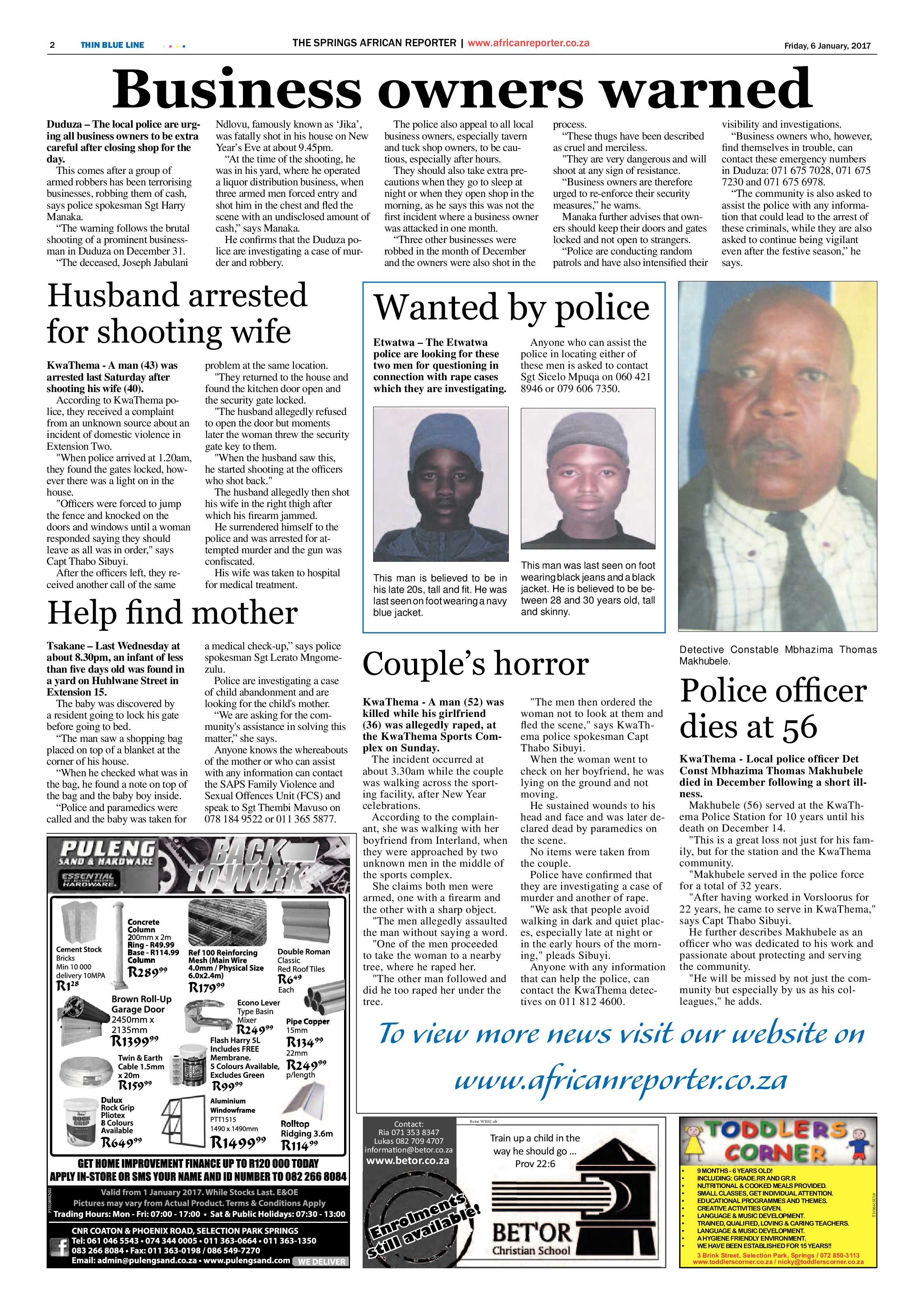 African Reporter 08 January 2017 page 2