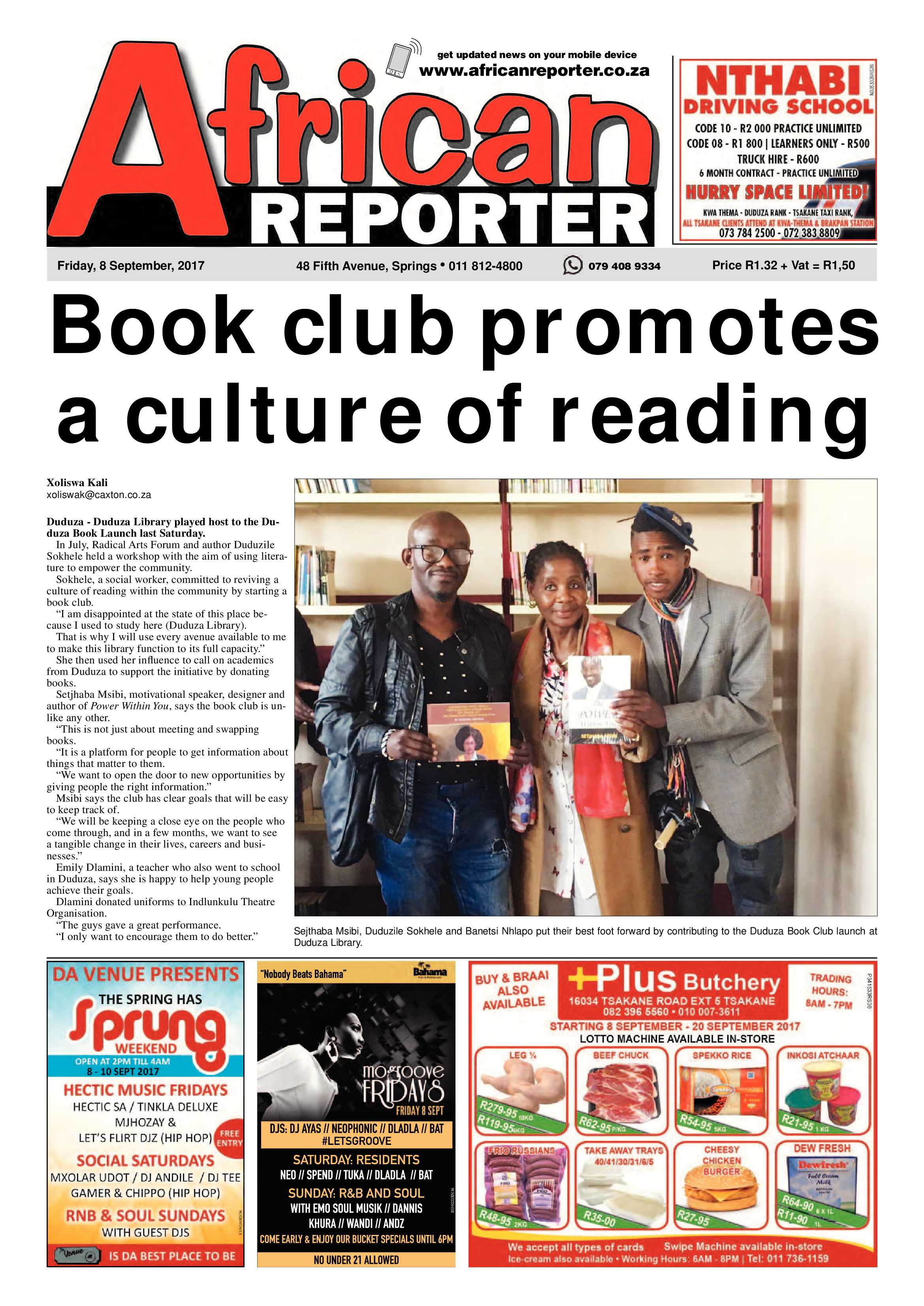 African Reporter 08 September 2017 page 1