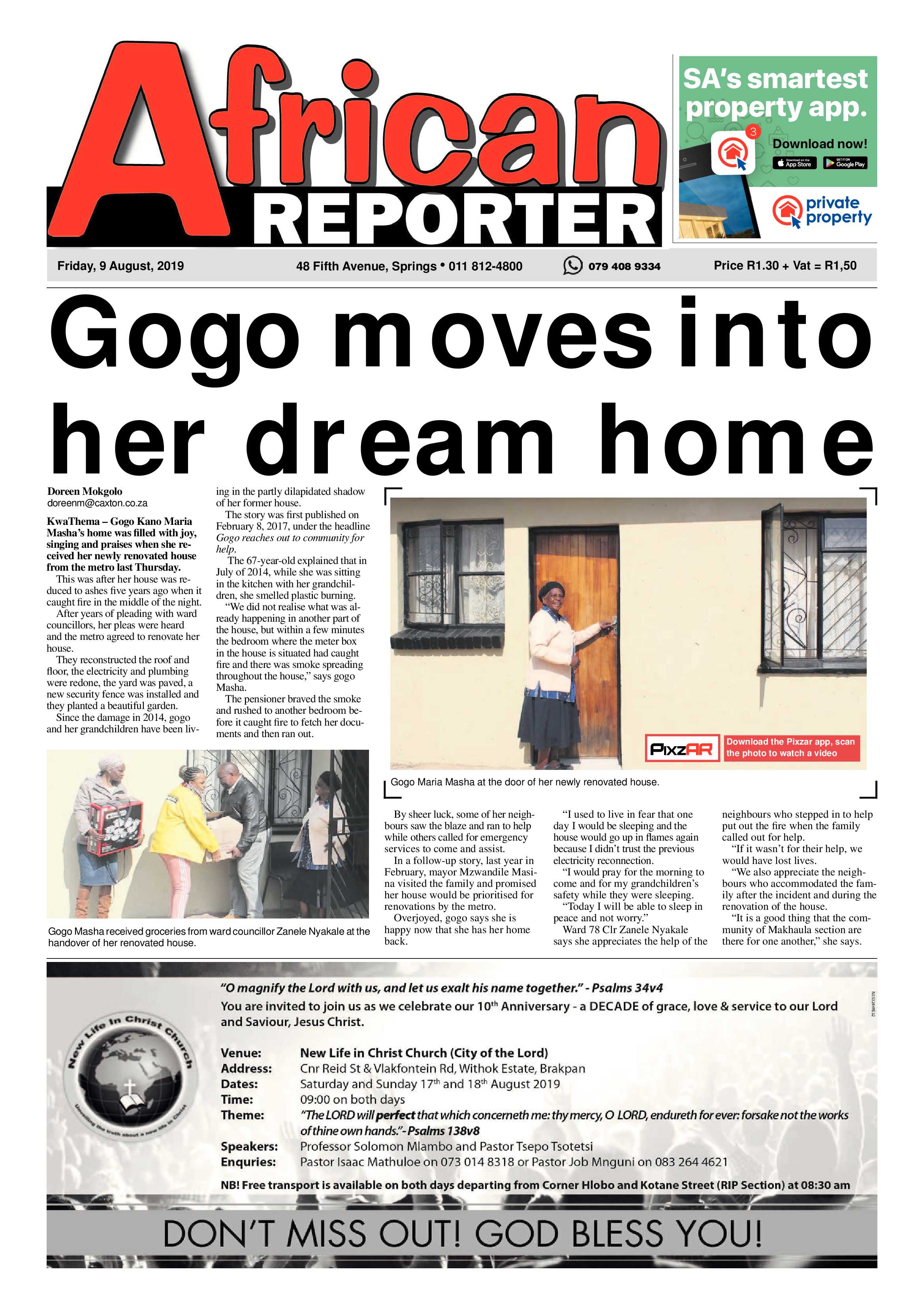 African Reporter 09 August 2019 page 1