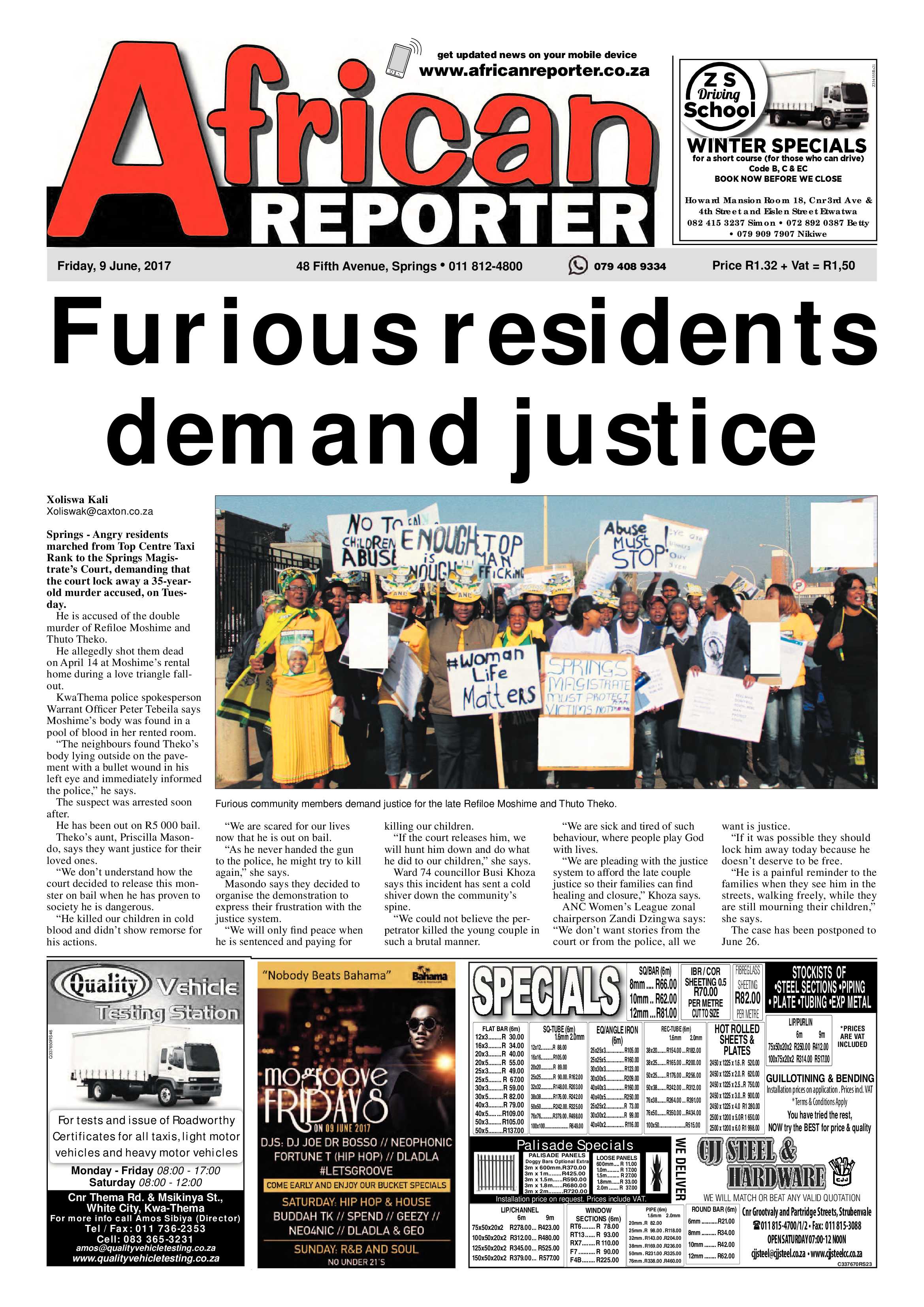 African Reporter 09 June 2017 page 1