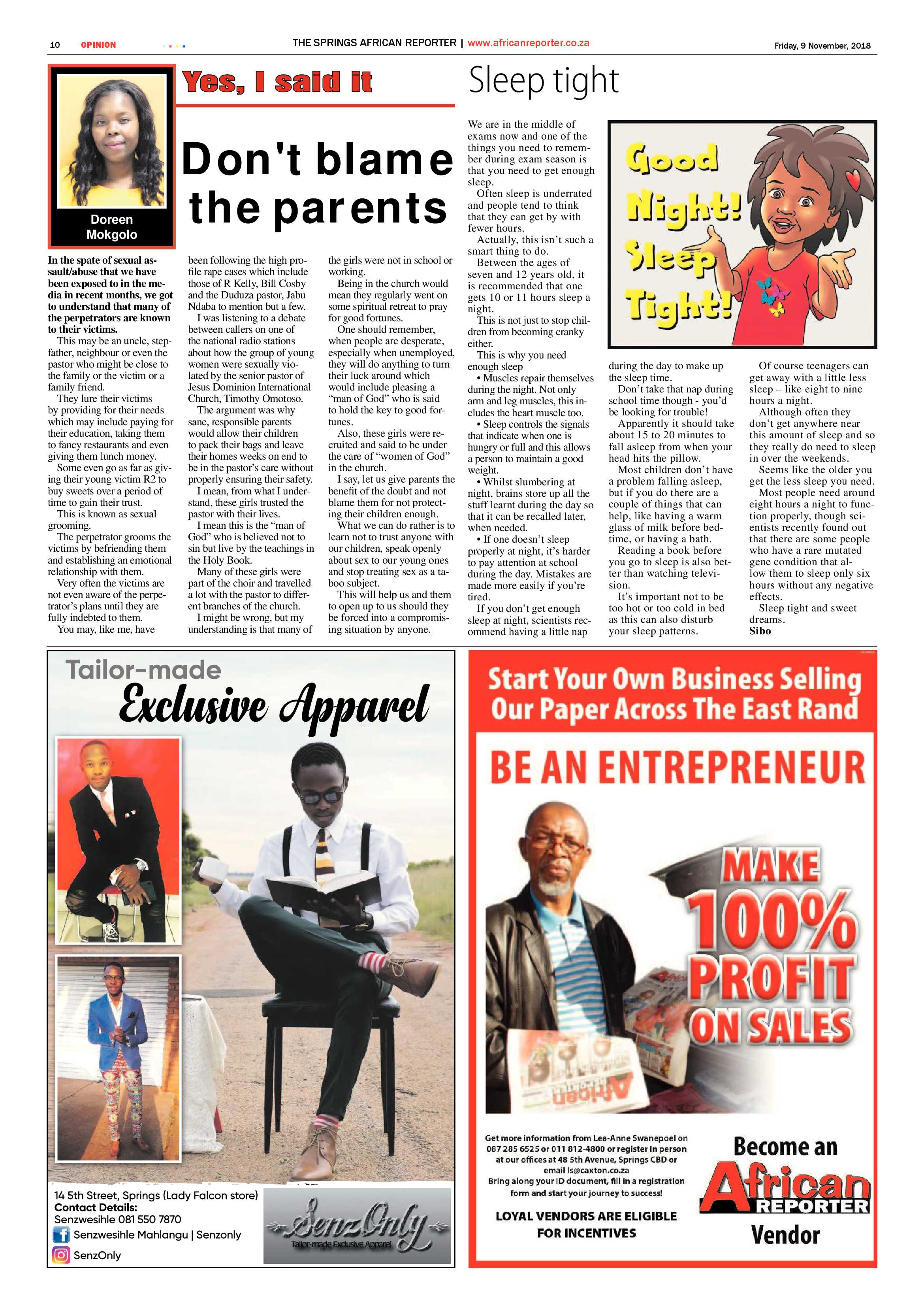 African Reporter 09 November 2018 page 10