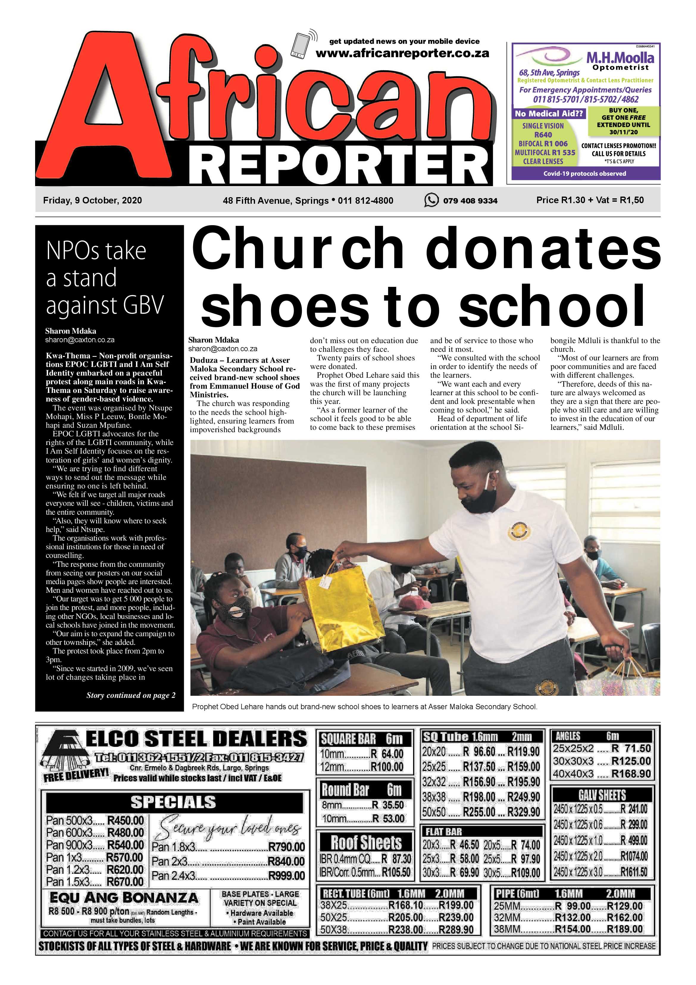 African Reporter 09 October 2020 page 1