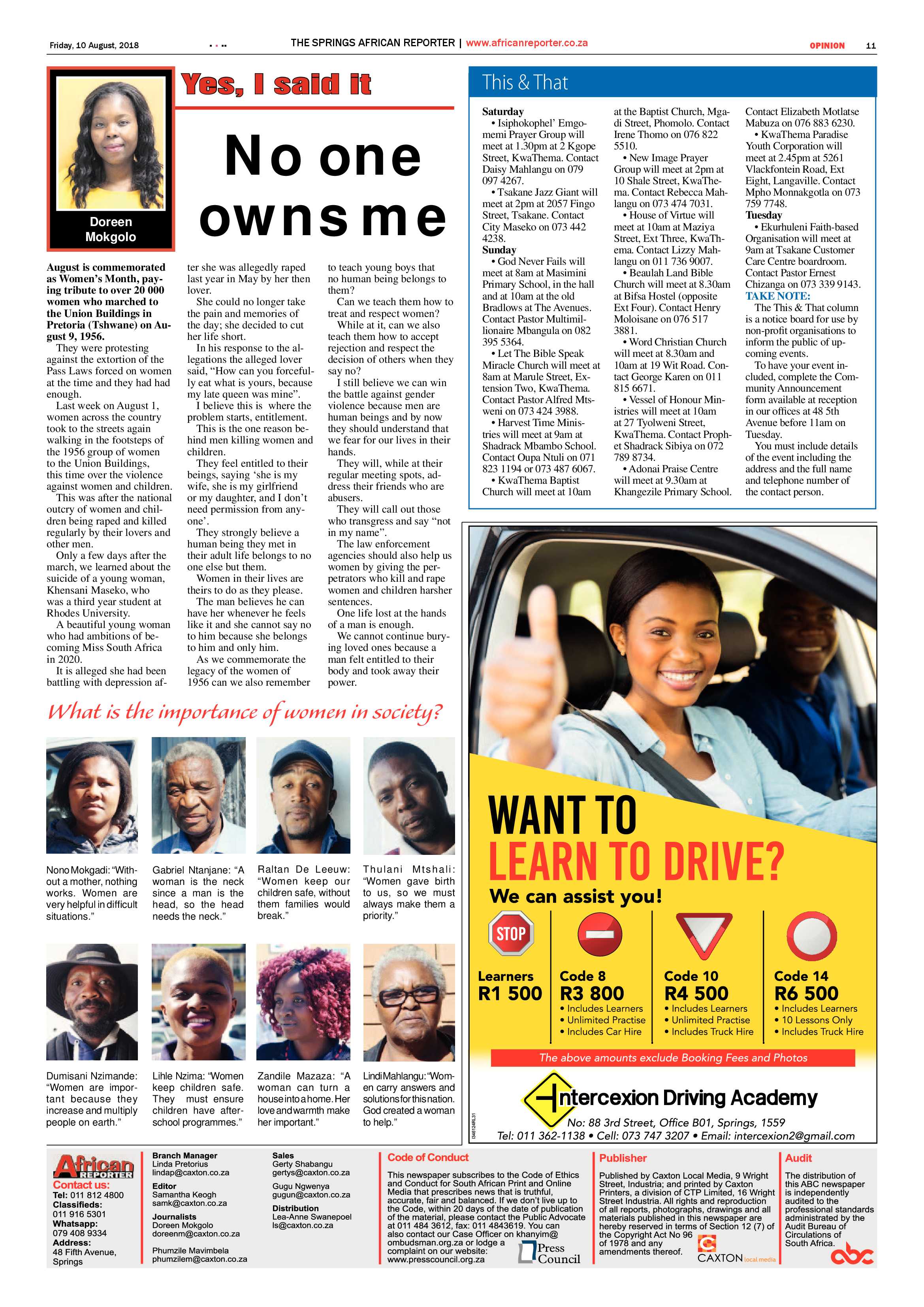 African Reporter 10 August 2018 page 11