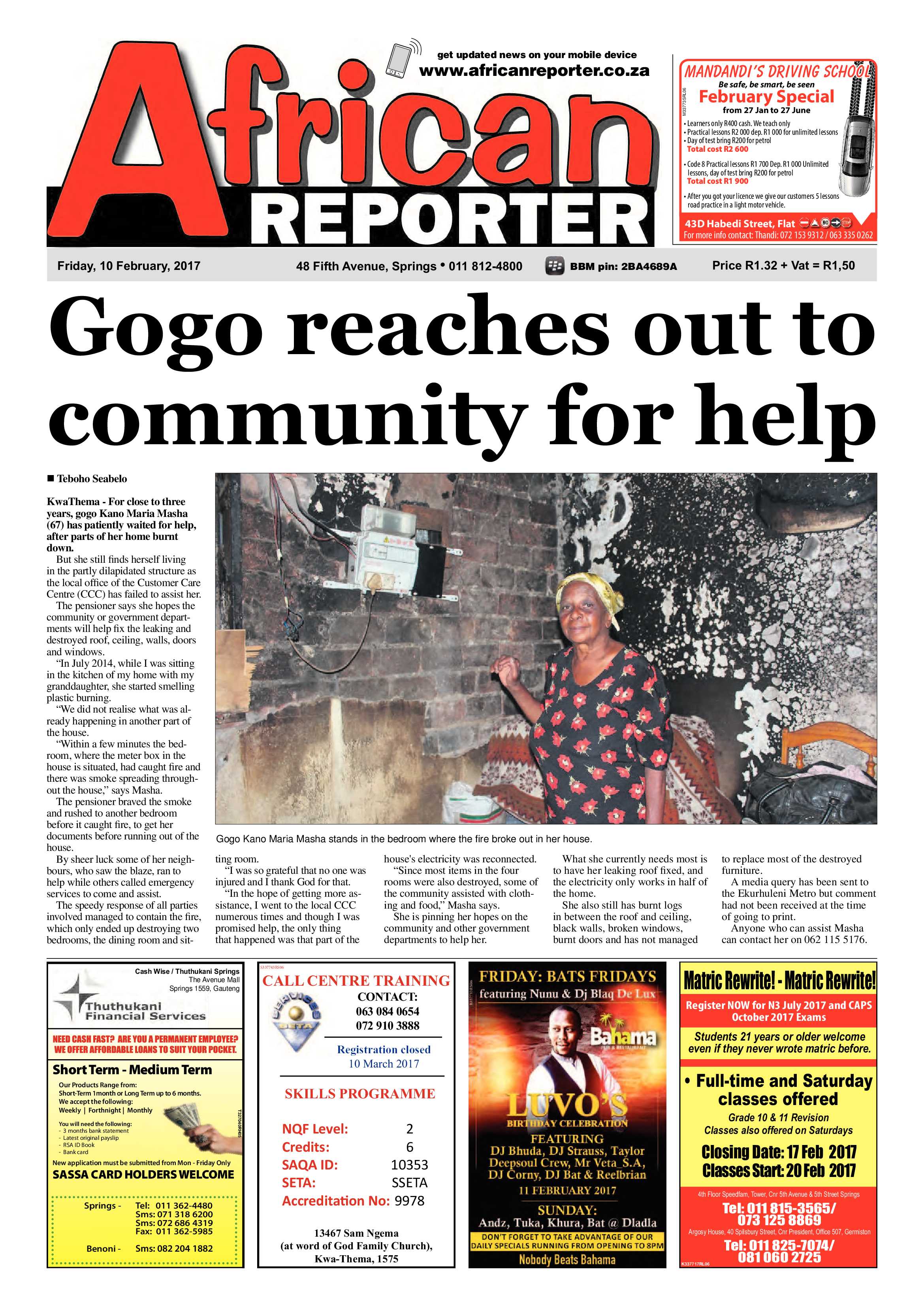 African Reporter 10 February 2017 page 1