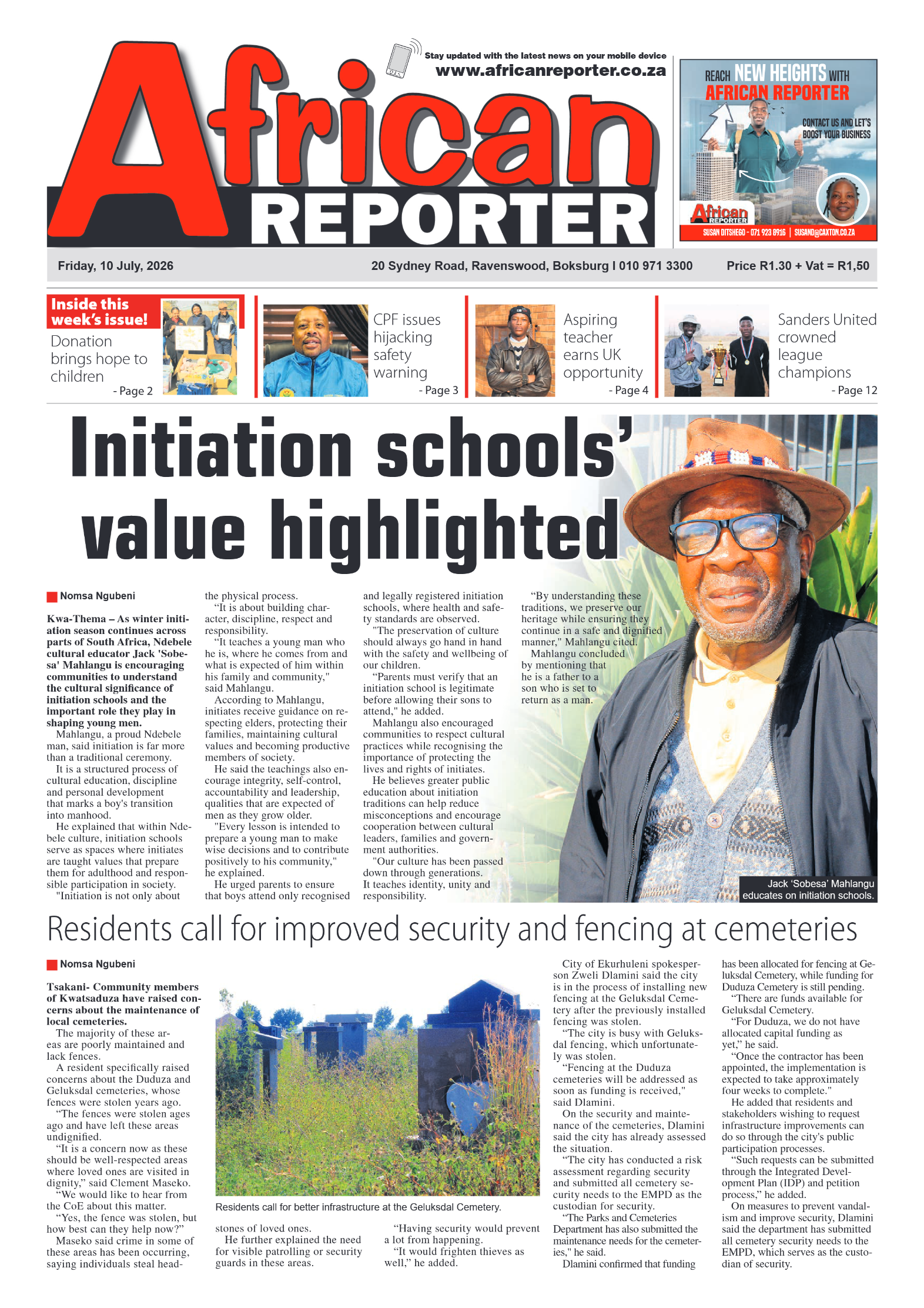 African Reporter 10 July 2026 page 1