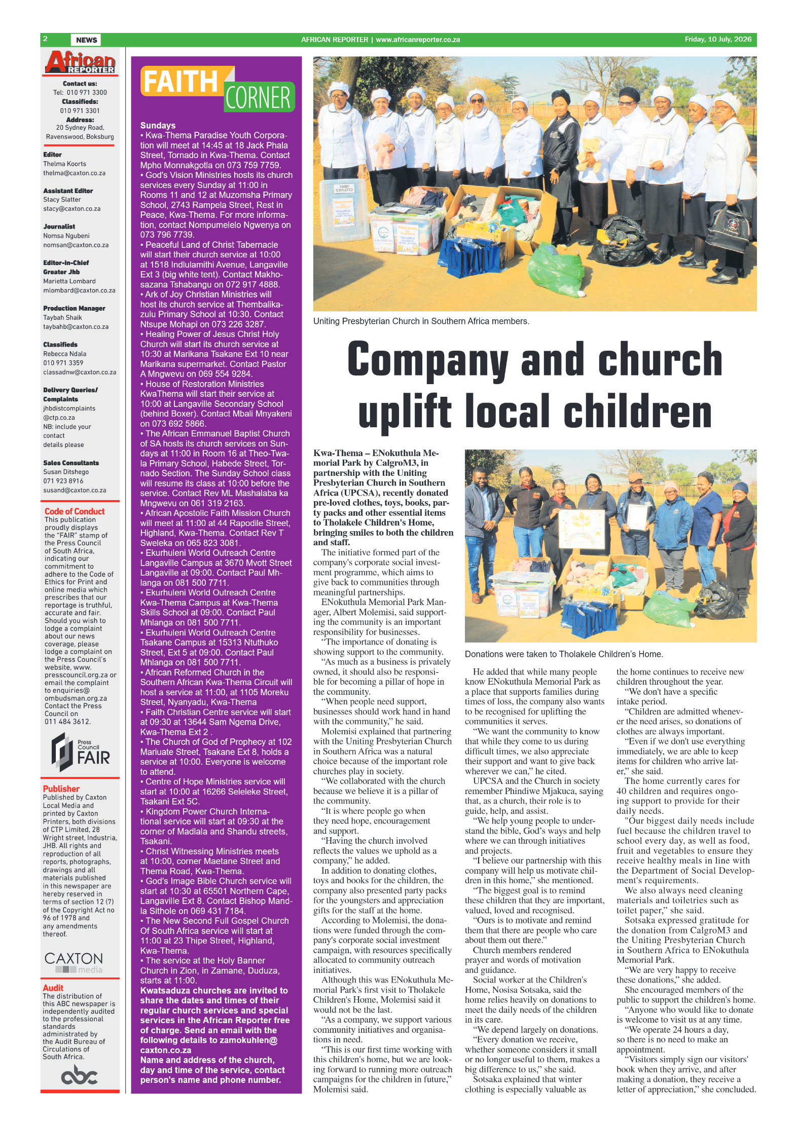 African Reporter 10 July 2026 page 2