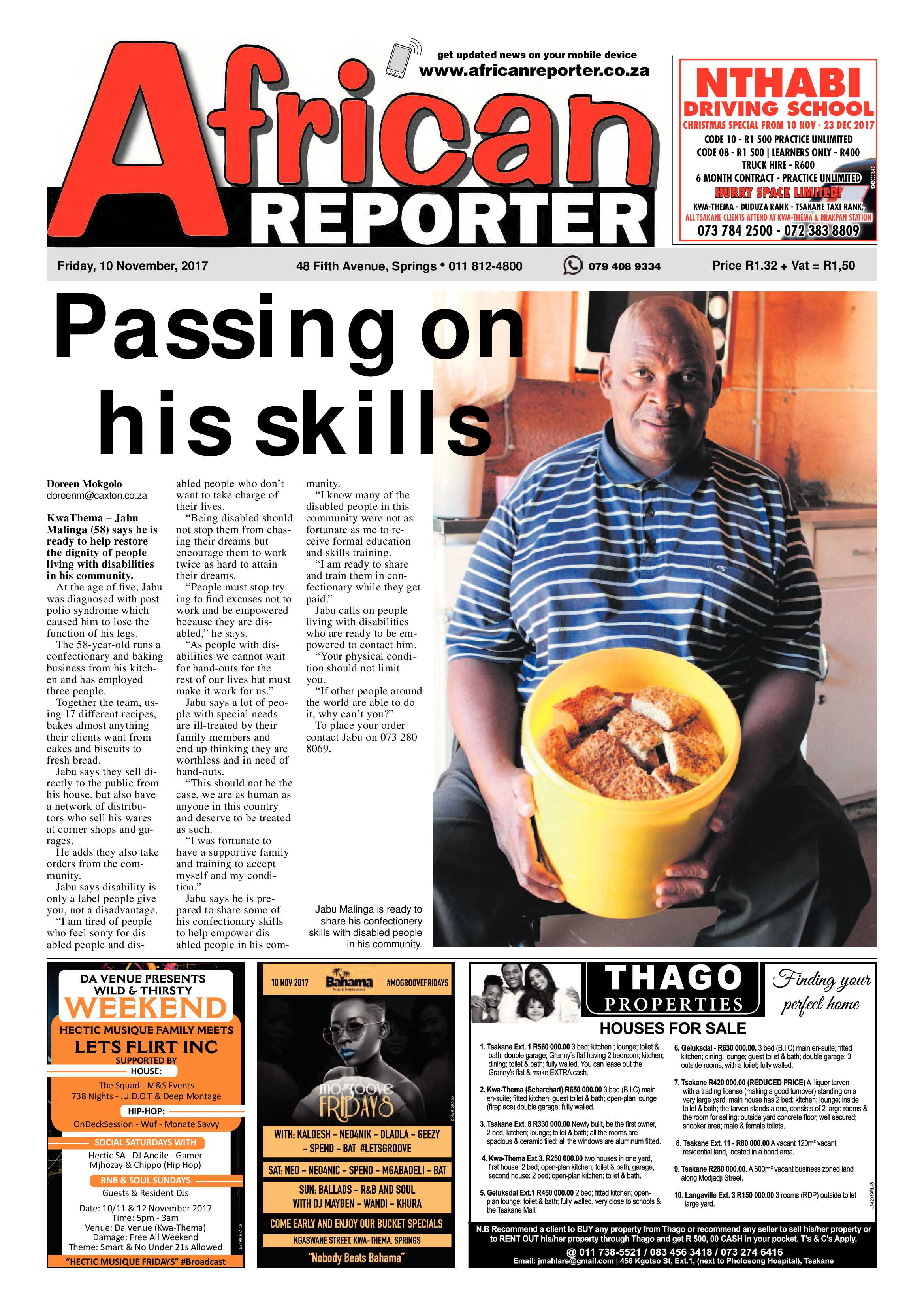 African Reporter 10 November 2017 page 1