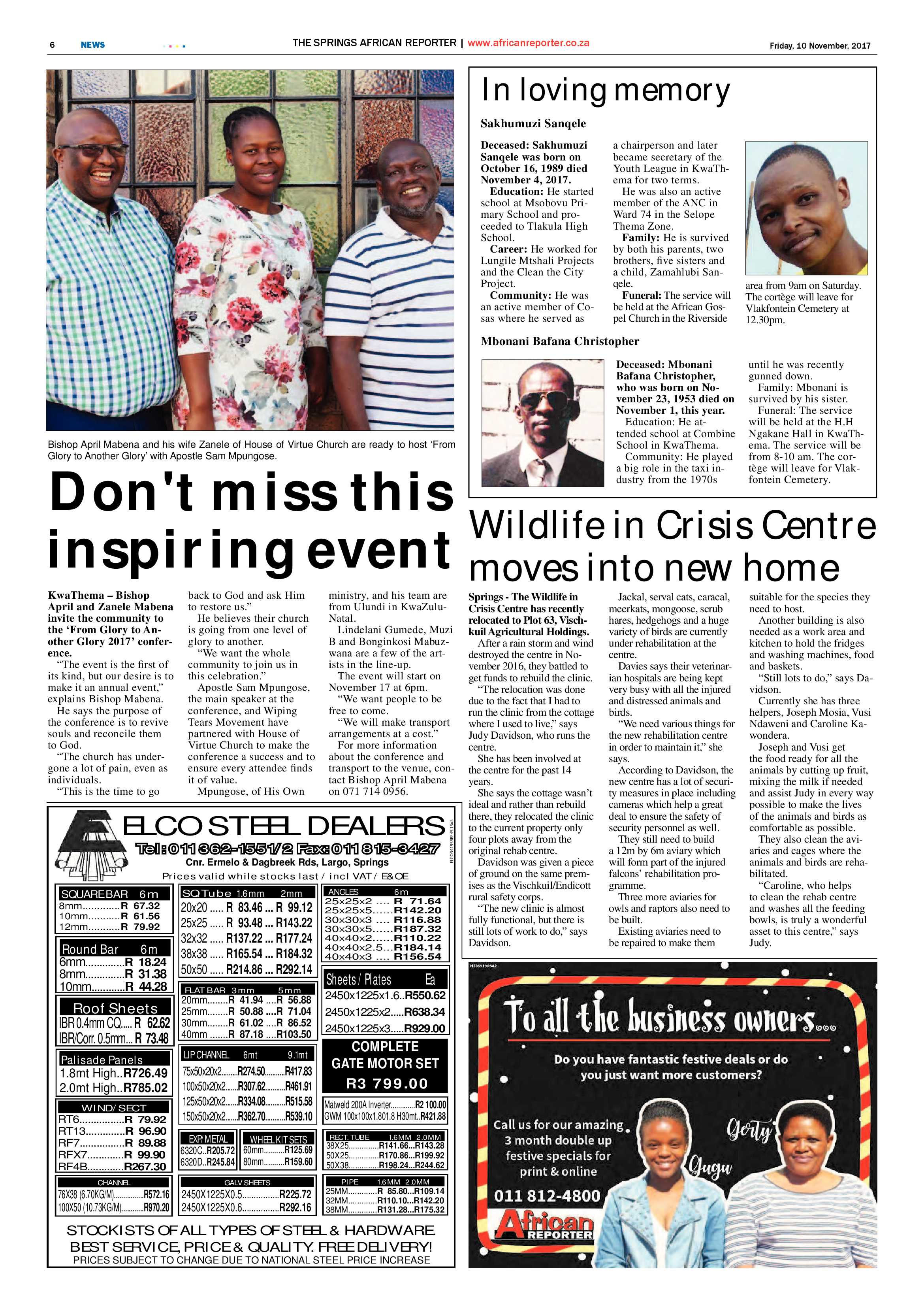African Reporter 10 November 2017 page 6