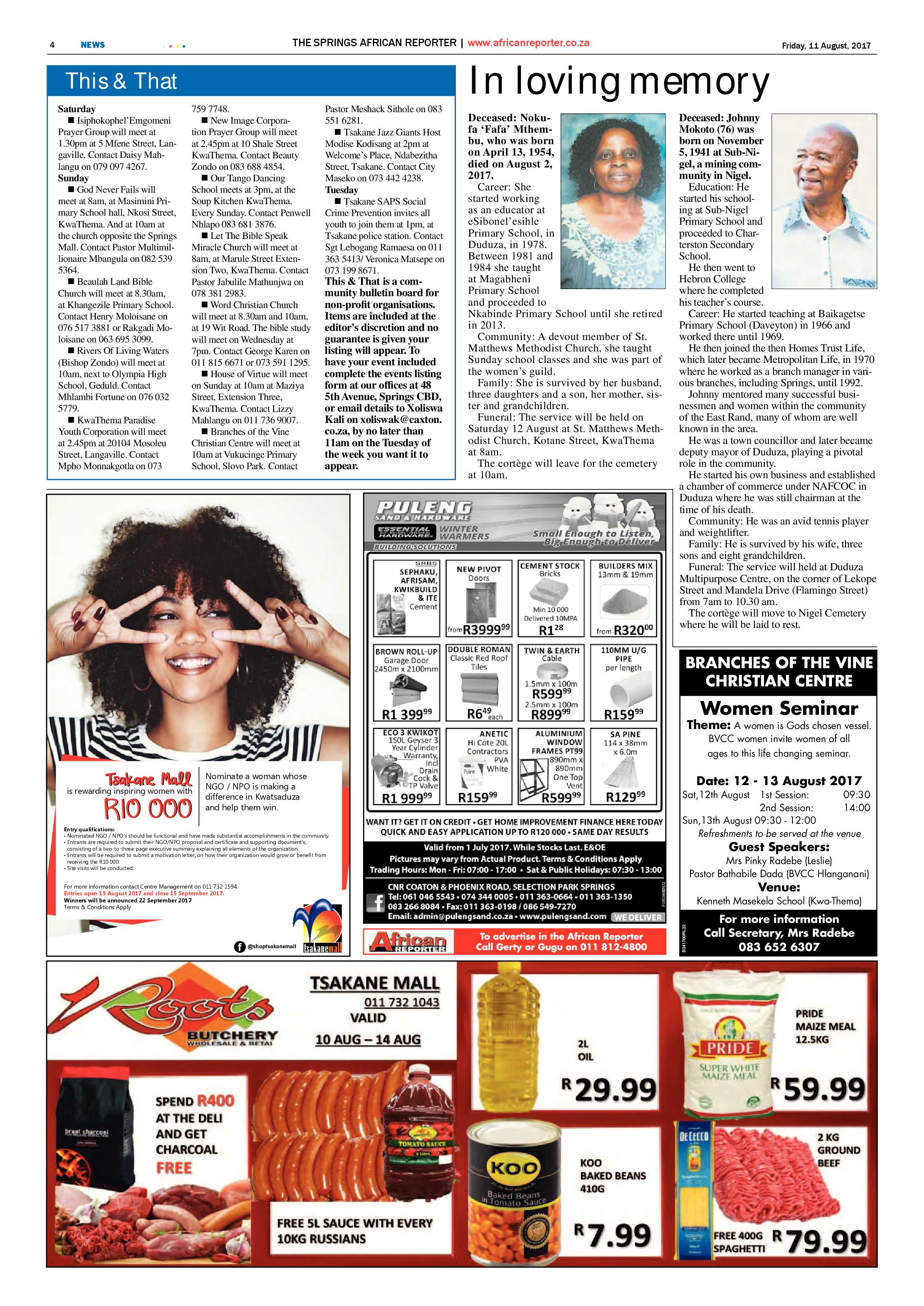 African Reporter 11 August 2017 page 4